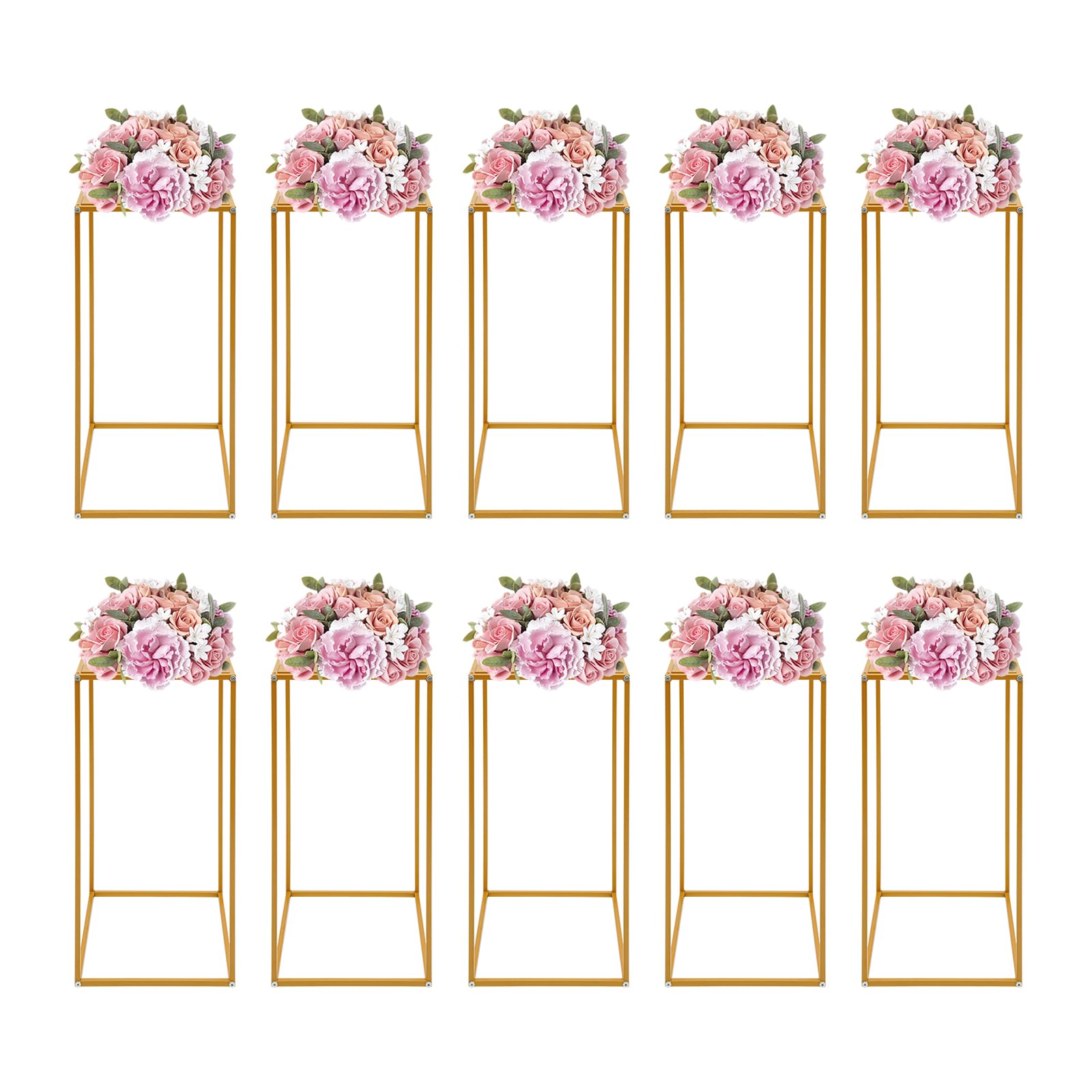 Support de fleurs de mariage carré métal doré 60cm colonne décorative fête anniversaire