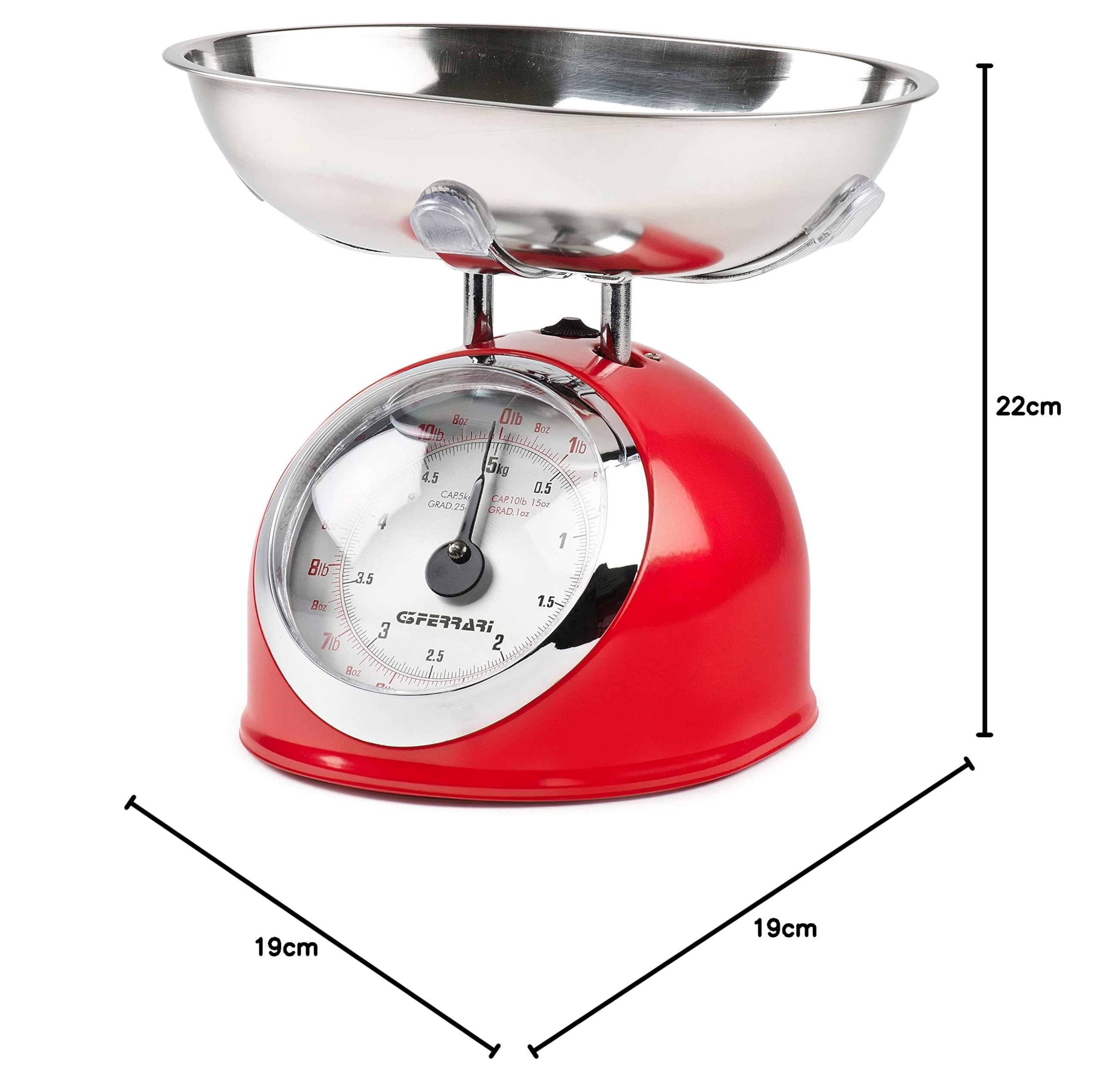 G3 Ferrari G2000302 Mechanische Küchenwaage, 5 kg, Rot