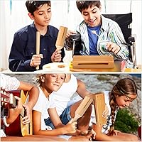 Vista 7 de Mikinona 2 Sets orff instrumento música lummi palos instrumentos de percusión bloque de madera con mazo madera bloques de percusión de mano bloques