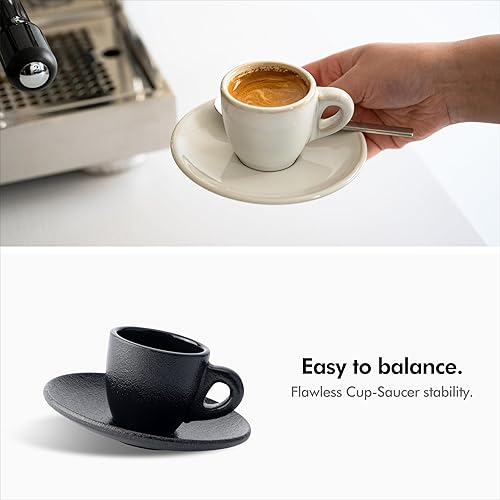 Miniatura 4 de KIVY Juego de 4 tazas de espresso de 3 onzas  Tazas y platillos de espresso de estilo italiano  Juego de tazas de espresso de cerámica  Juego de 4