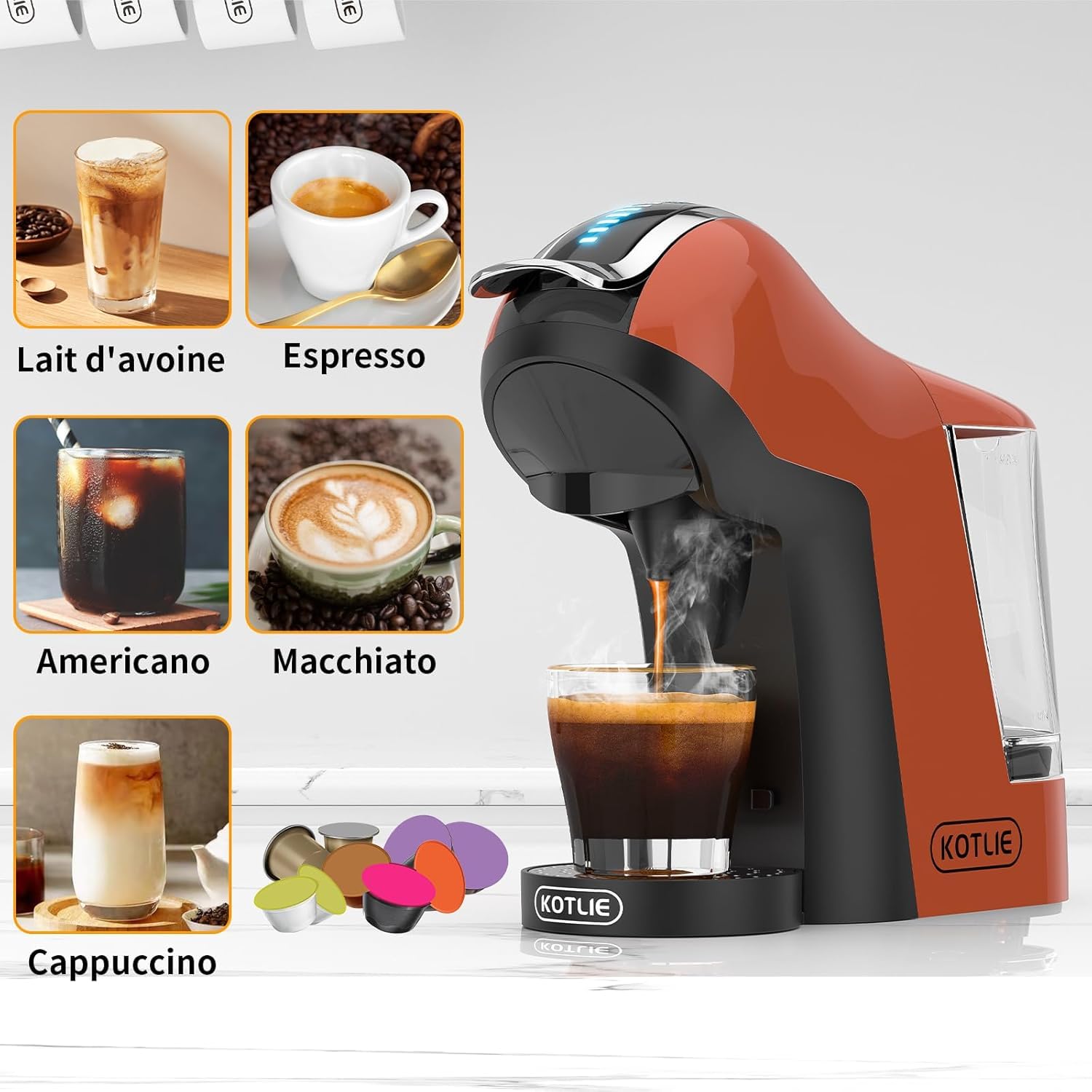Kotlie Em 308a Price KOTLIE EM-308A Machine à Café Multifonctionnelle, Compatible Machine à Café Multi Capsules