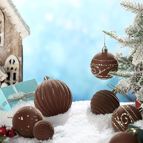 Miniatura 9 de Suzile 18 adornos de terciopelo para árbol de Navidad, bolas de Navidad, bolas de Navidad, adornos colgantes de vacaciones para árbol de Navidad