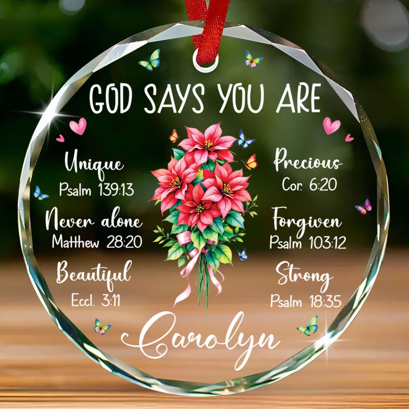 Amazon.com: Personalized Bible Verse Glass Ornament, God Say You are ...
