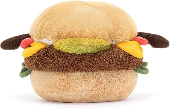 Jellycat Amuseables Burger Stuffed Toy, 4.5 inches - Food Plush - Fun Gift Idea