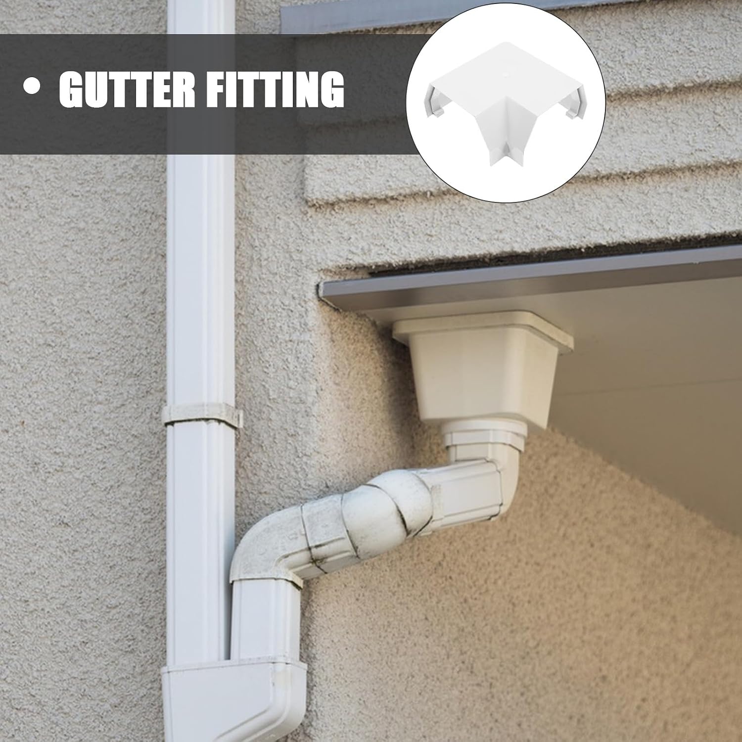 PVC Rain Gutter Adapter 160mm Downspout Connector Rainwater Drain Fitting Roof Gutter Drain Pipe Accessory for Home Roofing Maintenance