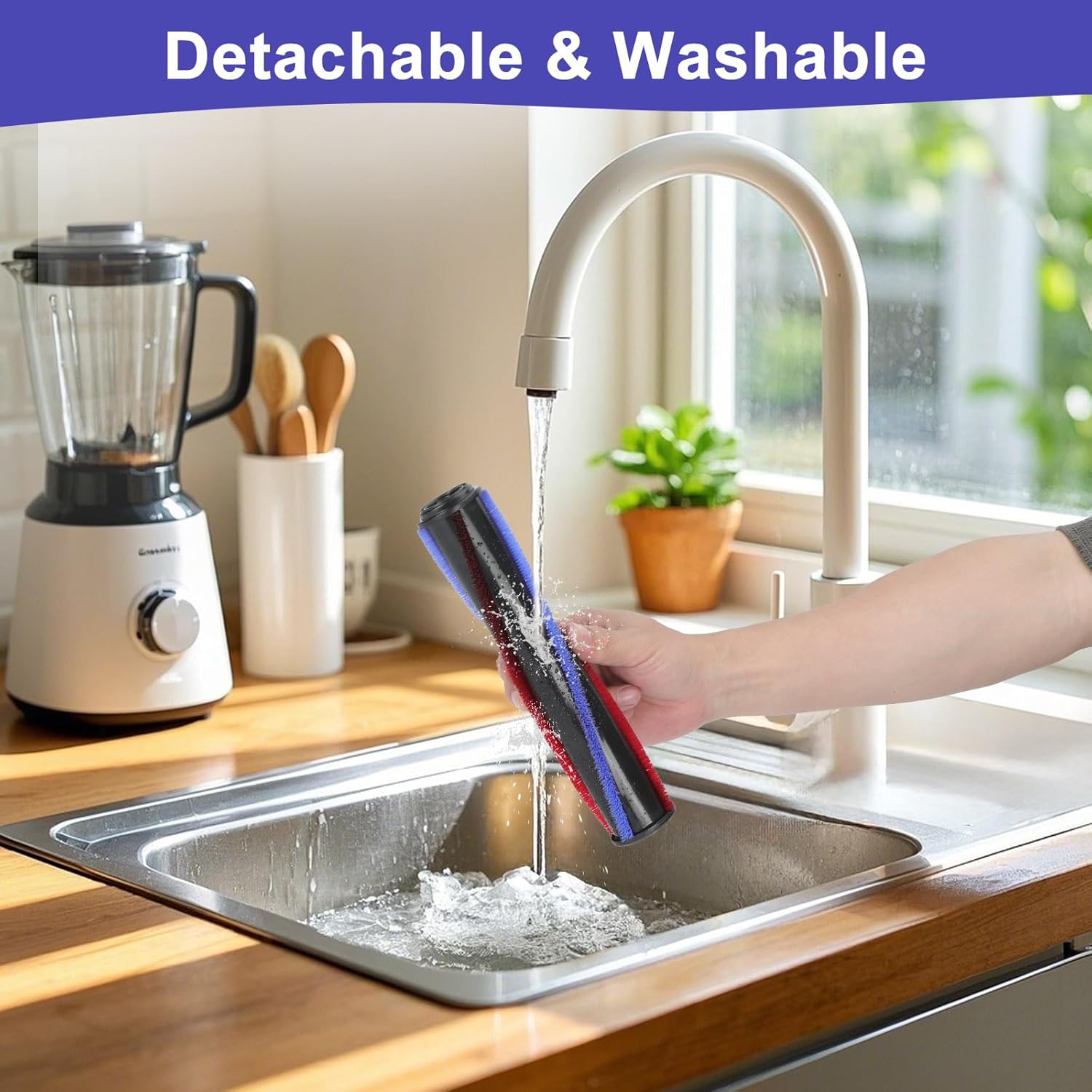 Quick-Release Motorhead Cleaner Replacement for Dyson V7 V8 V10 V11 V12 V15 with Green LED Dust Detection Lights, Direct Drive Head for Hardwood Floor, Carpets and Tile Floor with Anti-Tangle Roller