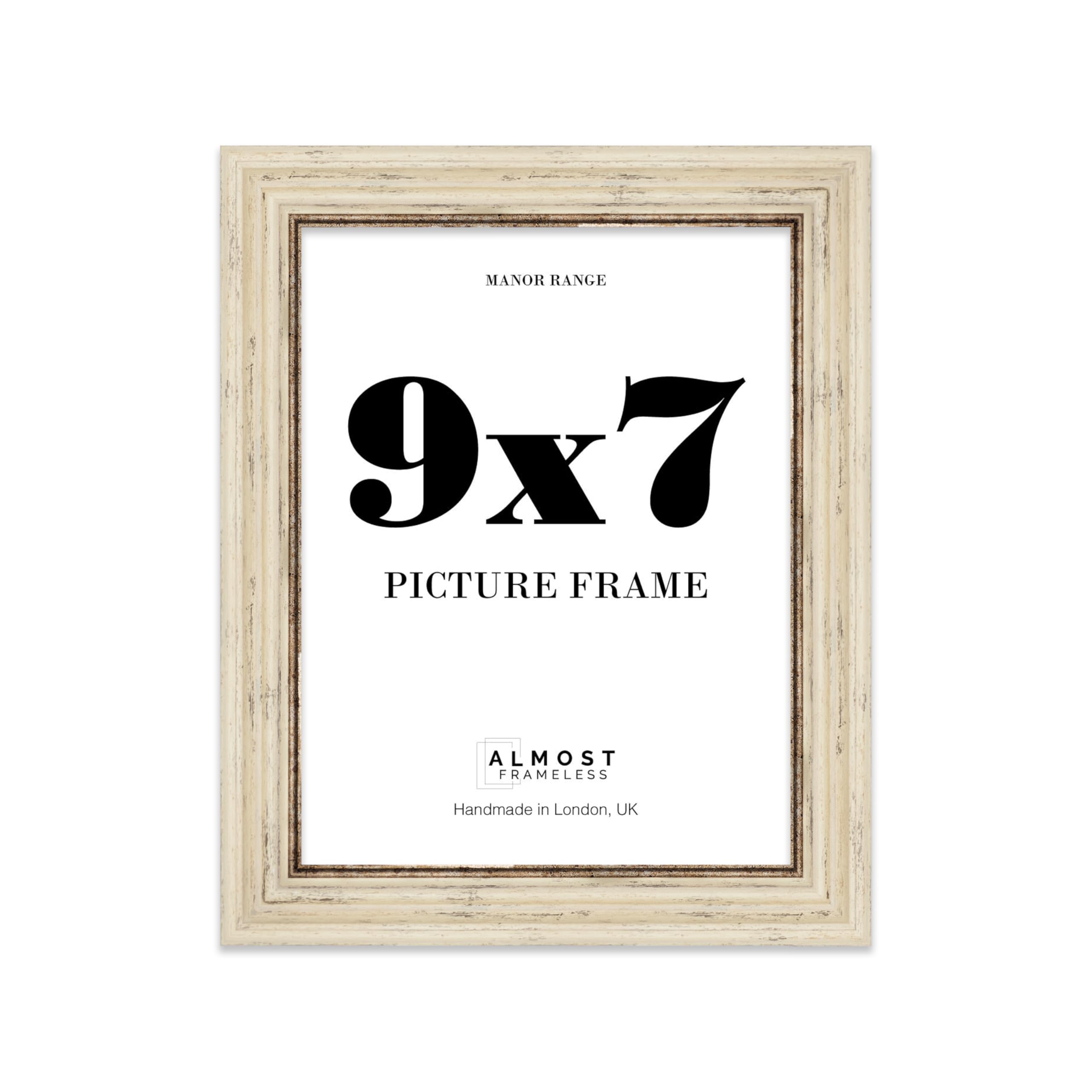 9x7 Picture Frame, Display 9x7 Pictures (22.9 x 17.8cm) - Distressed Cream Luxurious 42mm Edge Room Decor - 1 Pack โ image 1