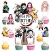 25pcs Demon Cake Decorations with 1pcs Cake Topper, 24pcs Cupcake Toppers for Slayer Birthday Party Supplies