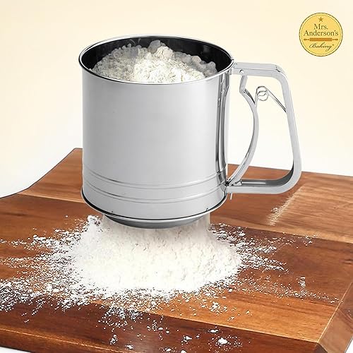Vista 11 de Mrs. Anderson's Baking Tamiz de azúcar glaseado de harina de manivela, acero inoxidable, 3 tazas