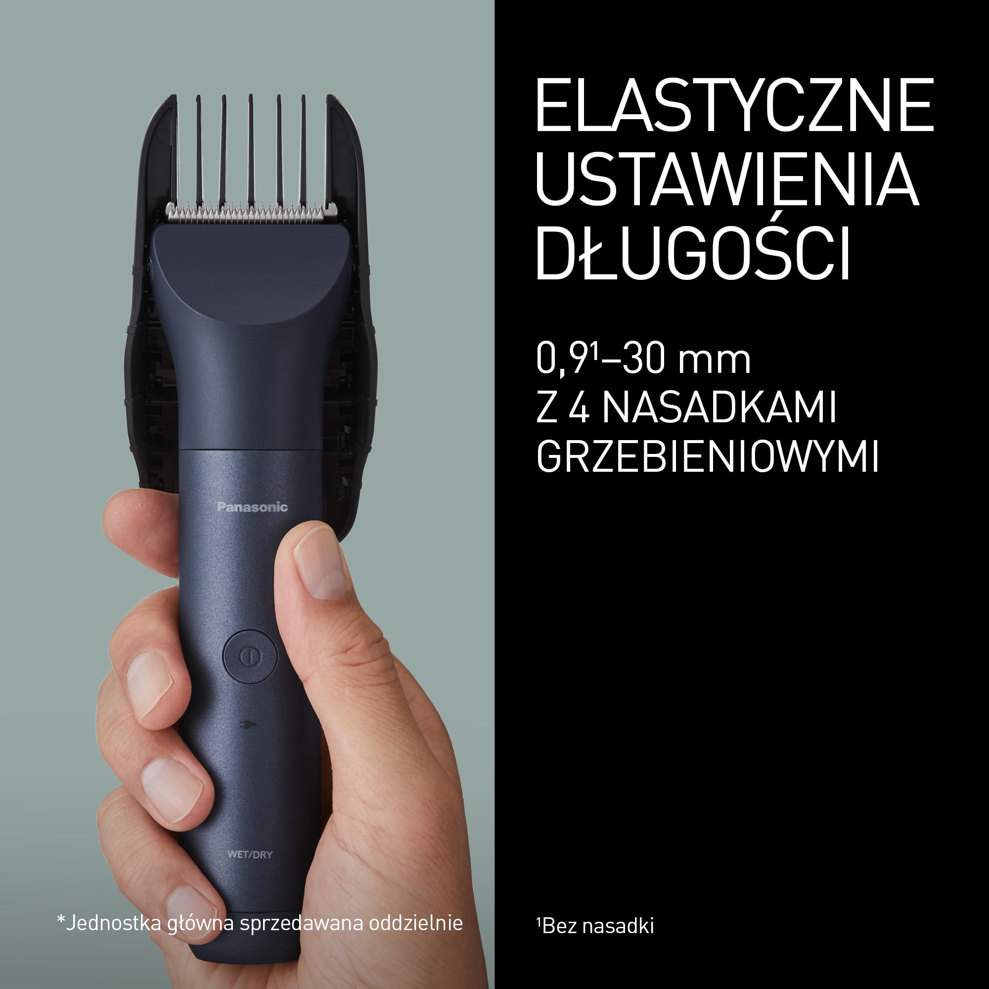 Panasonic ER-CHC1-A301 MULTISHAPE [Modułowy System Do Pielęgnacji Osobistej] Zestaw do Strzyżenia Włosów, Jednostka Główna i Głowica do Strzyżenia, 15 Ustawień Długości, 4 Nasadki, Czarny