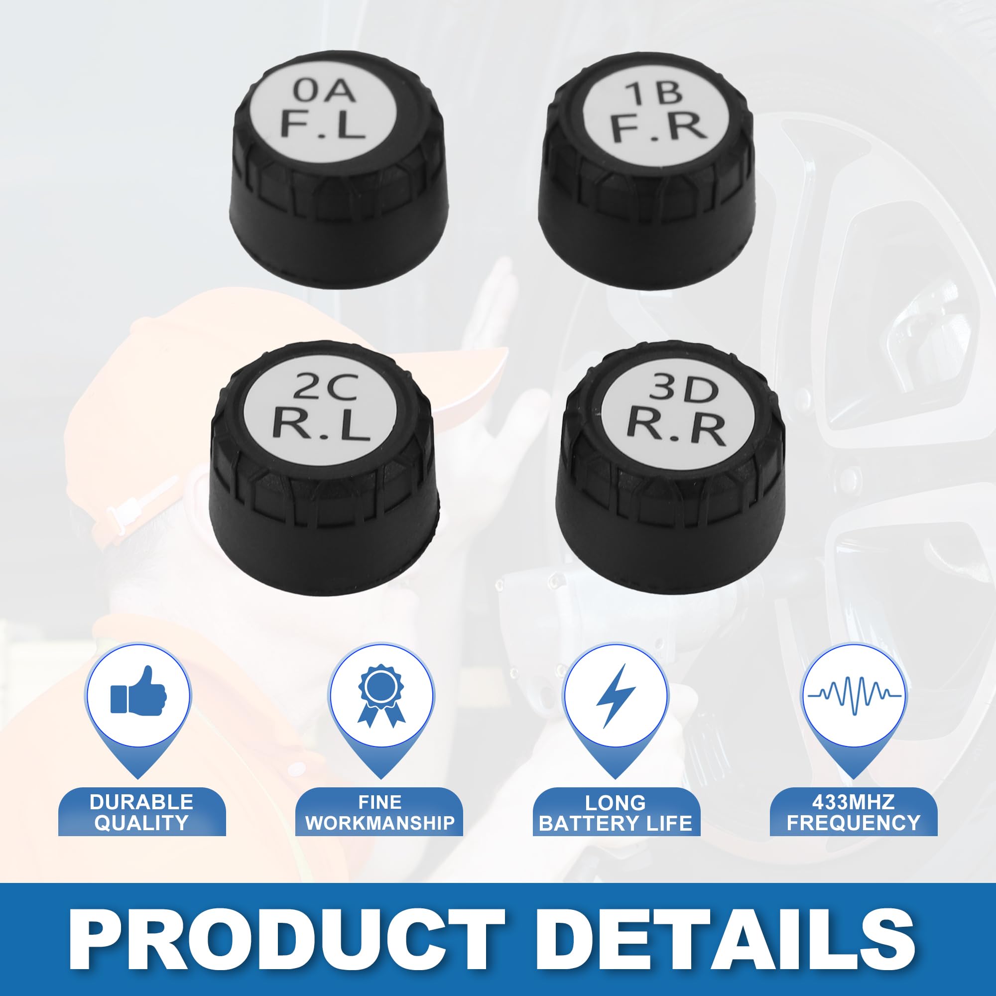 Zestaw czujników ciśnienia w oponach TPMS A ABSOPRO z systemem monitorowania ciśnienia w oponach dla nawigacji Android/iOS 433MHz sterowany aplikacją z 5 trybami alarmowymi