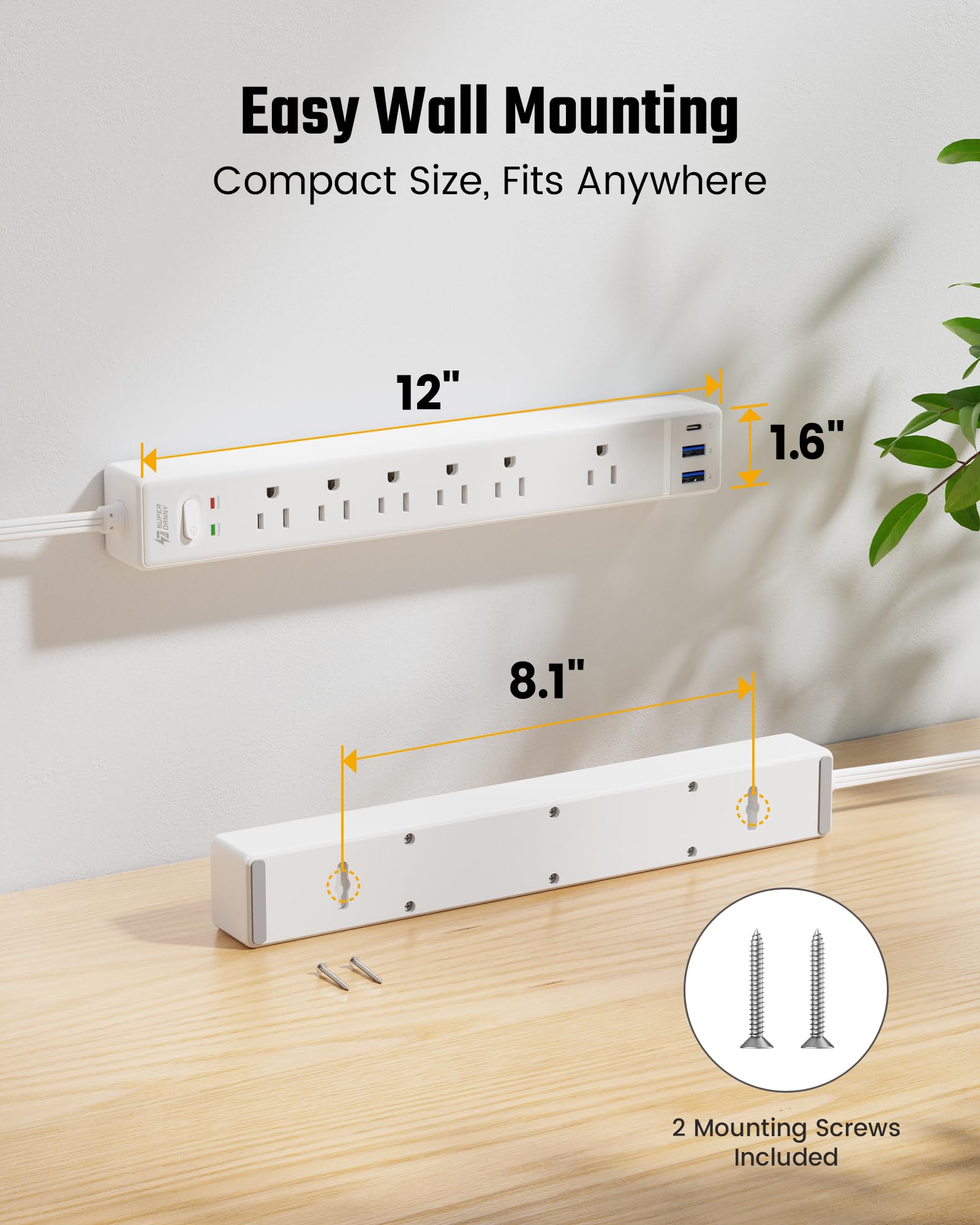 2 multiprises avec protection contre les surtensions, câble d'extension ultra fin de 1,8 m avec 3 USB, base de chargement (6 prises), rallonge de prise