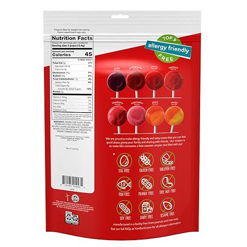 Miniatura 2 de YumEarth - Paquete variado de paletas orgánicas, 60 paletas favoritas con sabor a frutas, aptas para alérgicos, sin gluten, sin organismos