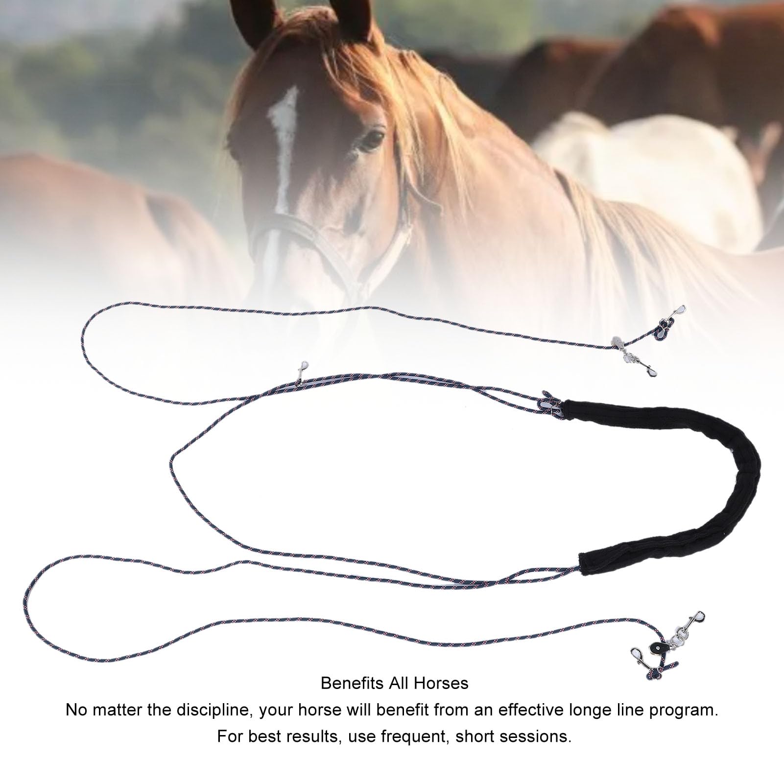 SUNGOOYUE Entrenamiento de Caballos Ajustable y Ayuda de Lunes, Cuerda de Entrenamiento de Equilibrio de Caballos con Cubierta de Vellón Trasera Ajustado de Cuerda para Transporte Adecuado