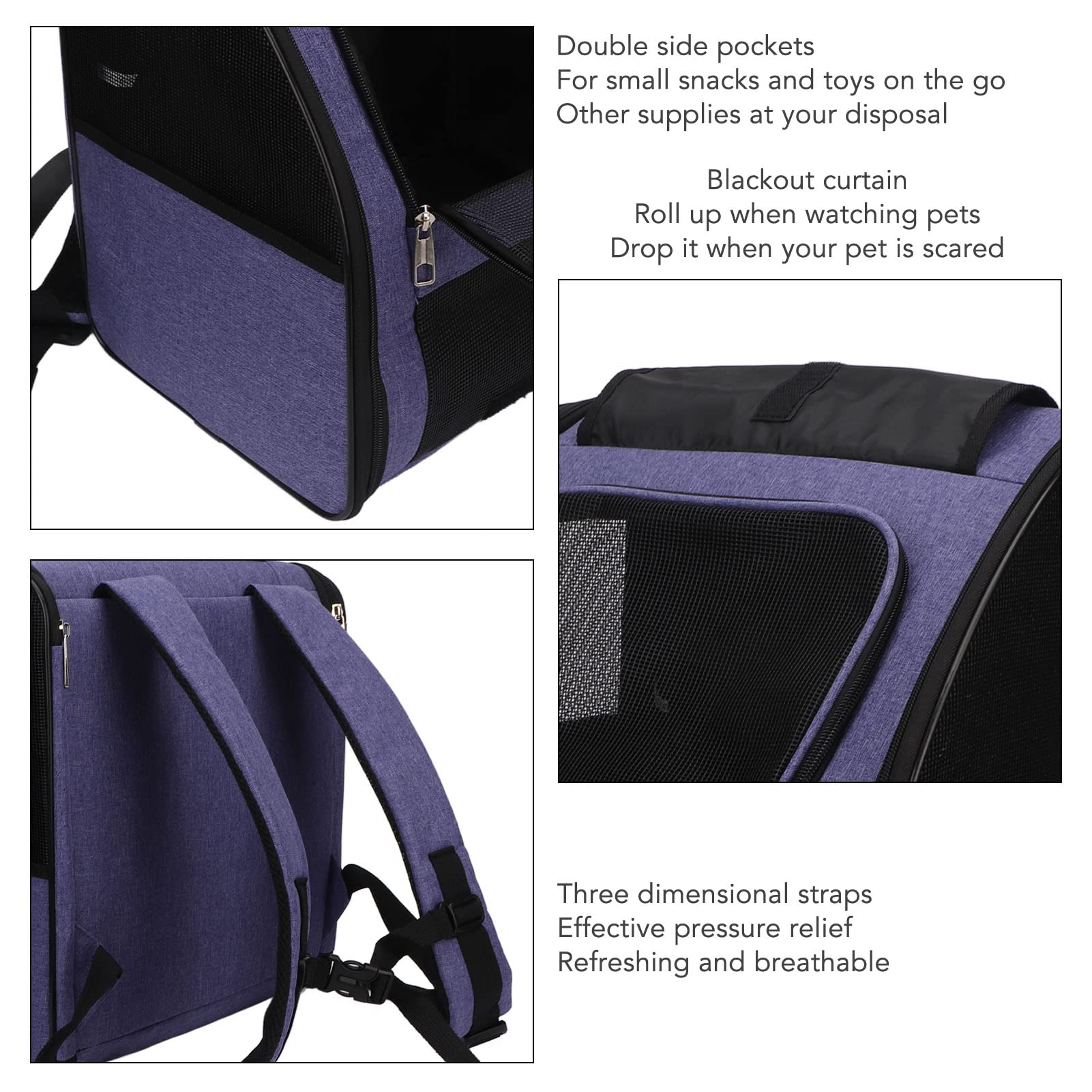 Tragbarer Rucksack für Katzen, große Kapazität, atmungsaktiv, für Reisen, Wandern, Outdoor, für Welpen, Hunde, Katzen (bis 10 kg, Violett)