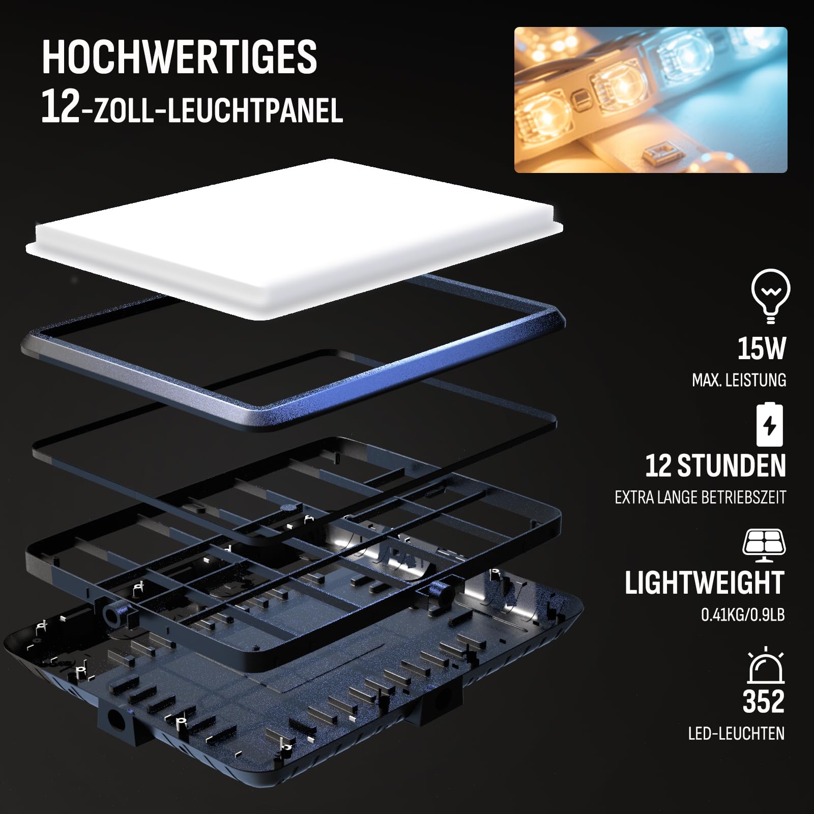 Kit de luz de vídeo, 1 paquete de 25 x 20 cm 15 W LED de estudio, luz regulable para cámara de 2800 – 6500 K, luz para vídeo/transmisión de selfies/retratos en interiores, luz con trípode de 160 cm