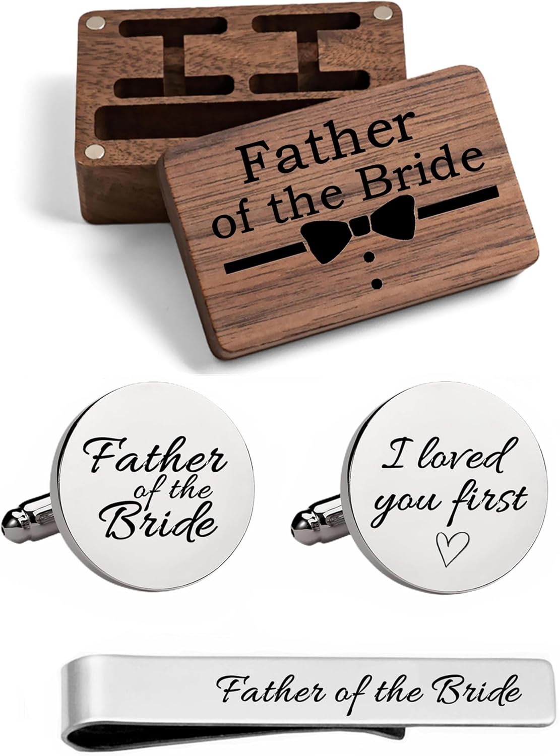 JUPPE Father of The Groom Gift, Father of The Groom CuffLinks & Tie Bar Set Wedding Cufflinks Gift for Father Dad
