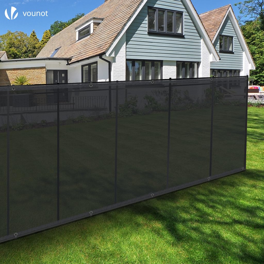 VOUNOT® Malla Sombreo y Ocultación 1.5×10m, Valla Privacidad HDPE Protección UV, Red de Sombra con Clips y Bridas, para Jardín, Huerto, Balcón, Antracita - 4