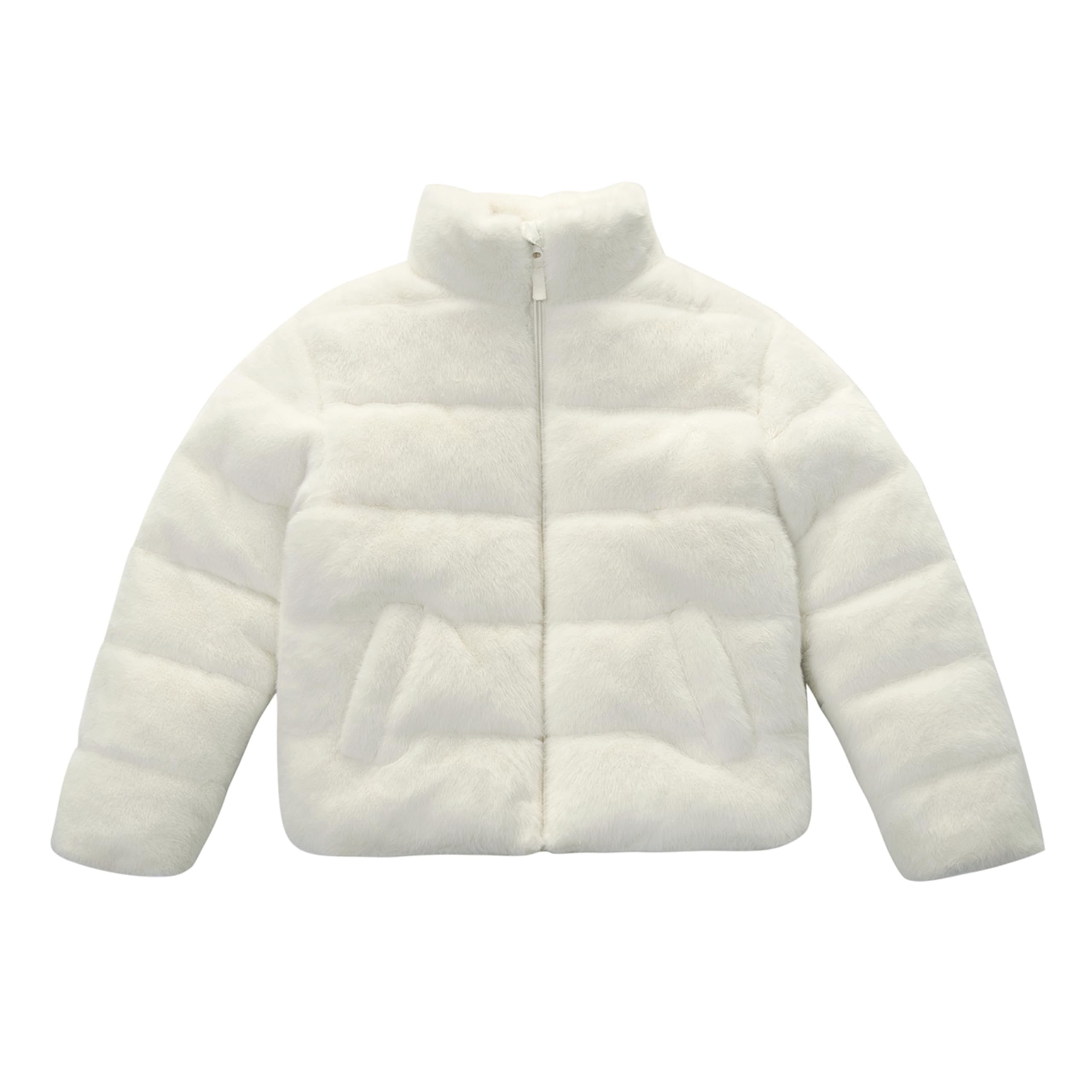 Girls' Fuzzy Shaggy Puffer Jacket Winter Coat