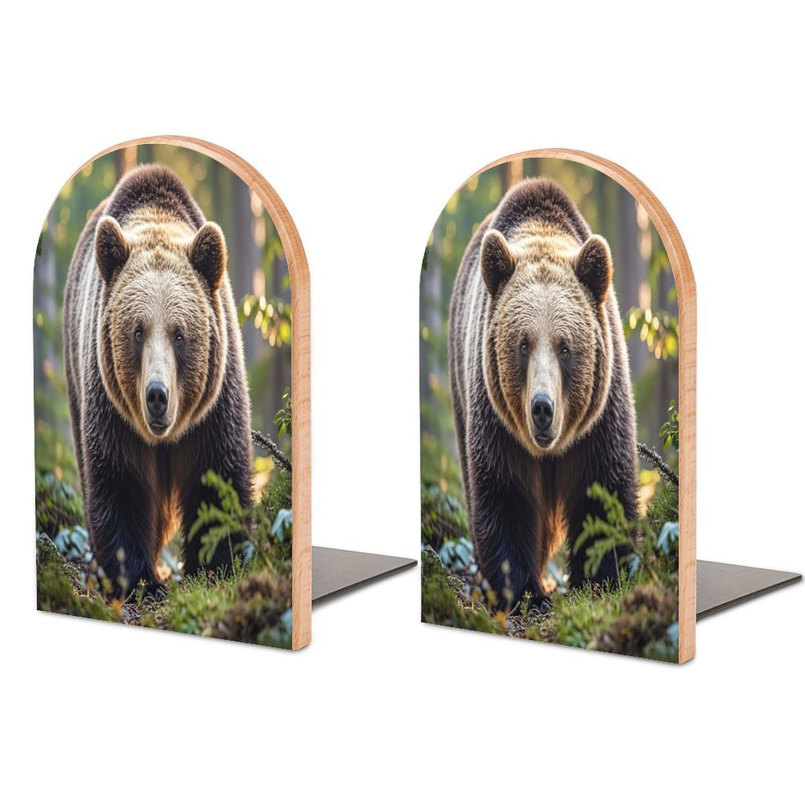 Bear Bookend for Shelves Unique Book End Sturdy Books Holder Heavy Duty Wooden Bookends Support Non-Slip Book Organizers Decorative Modern Bookend Holder for Home
