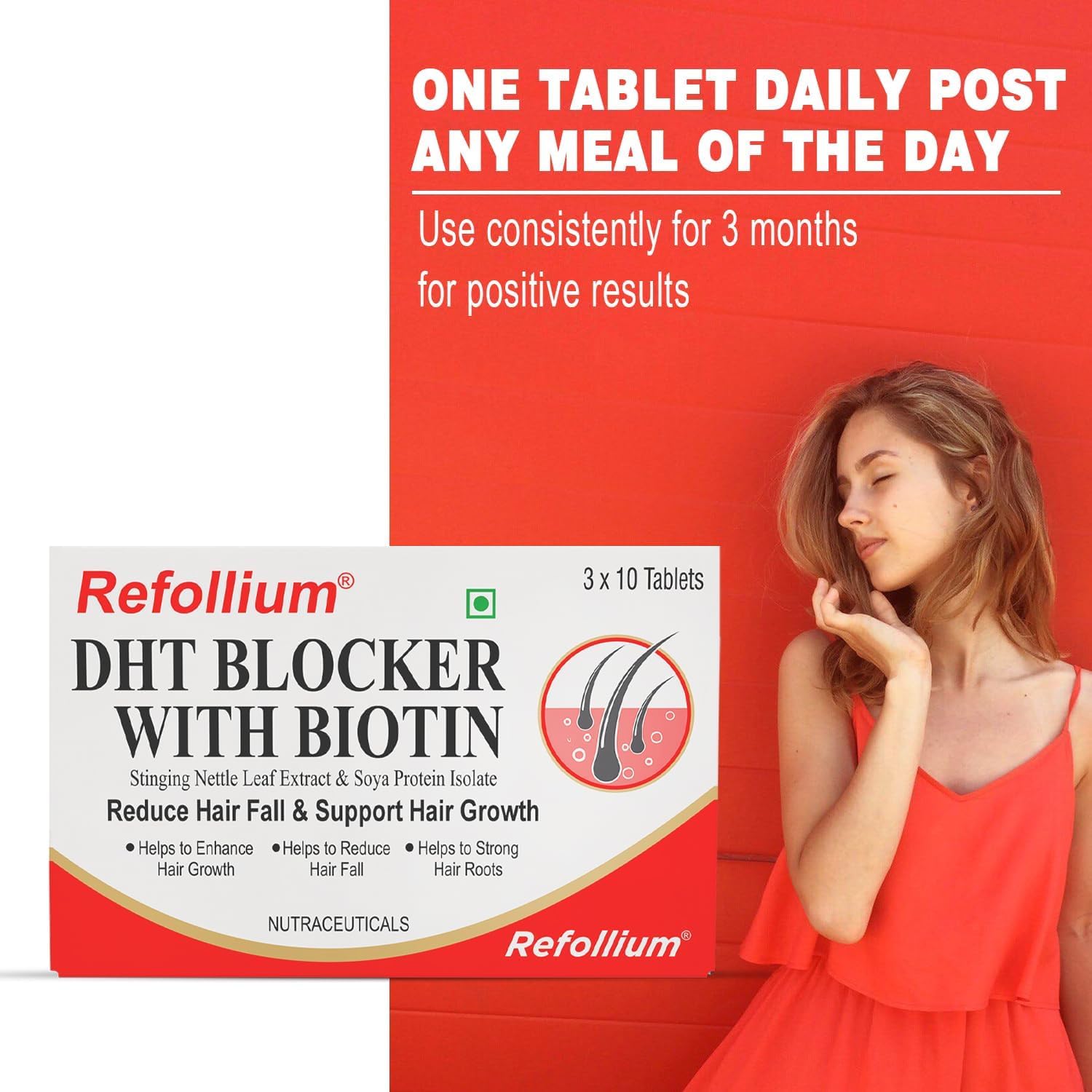 Refollium DHT Blocker with Biotin | Helps Reduce Hair Fall, Stimulates Hair Growth | Hair Vitamins for Men & Women (30 Tablets) (DHT BLOCKER) (Biotin + Hair Vitamins) — Amazon image 7