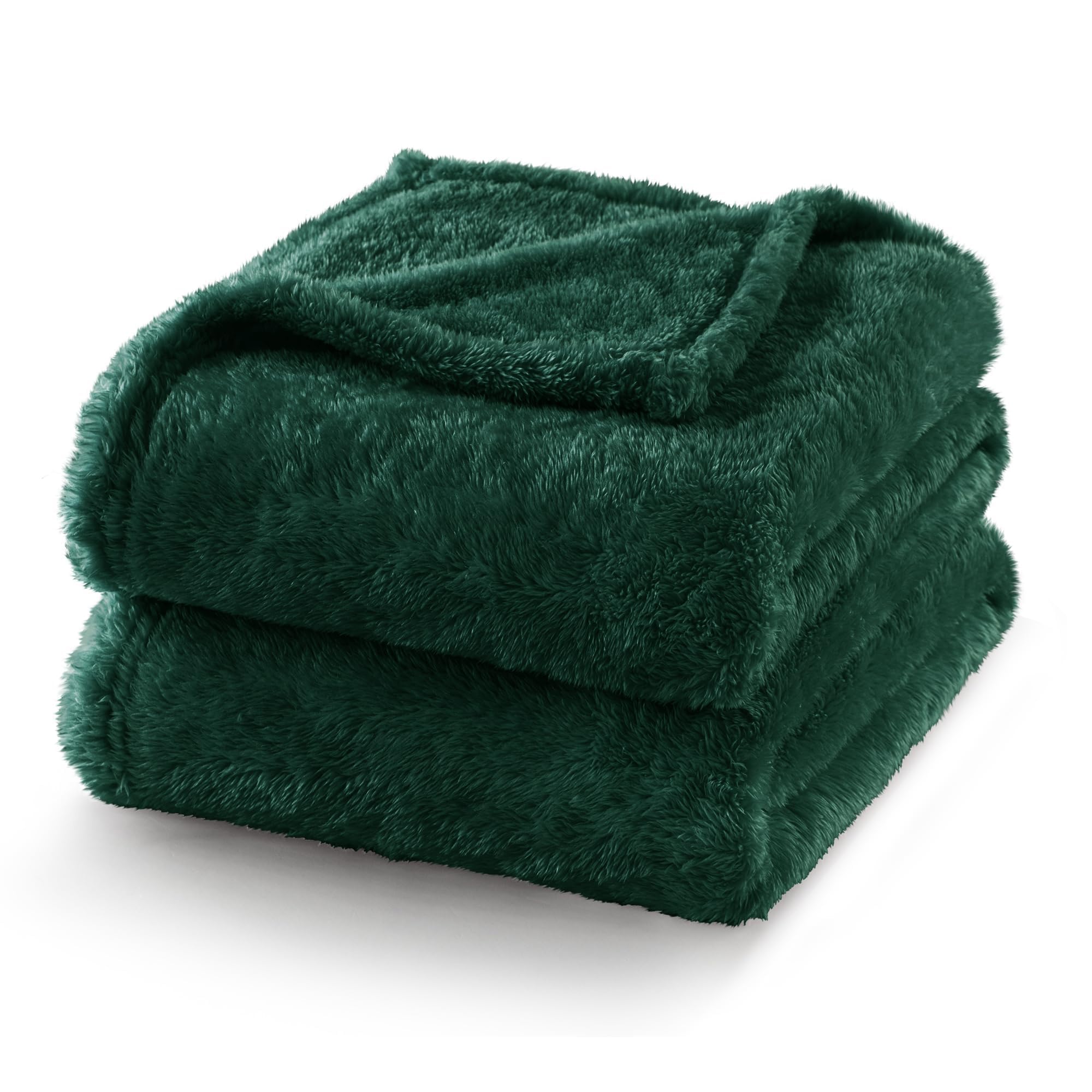 Exclusivo Mezcla Fuzzy Plush Fleece Bed Blanket Twin XL Size, Forest Green | 90x66 Inches, Super Soft and Cozy Bed Blanket, Fluffy Blanket for Bed, College Dorm Room Essentials, All Season