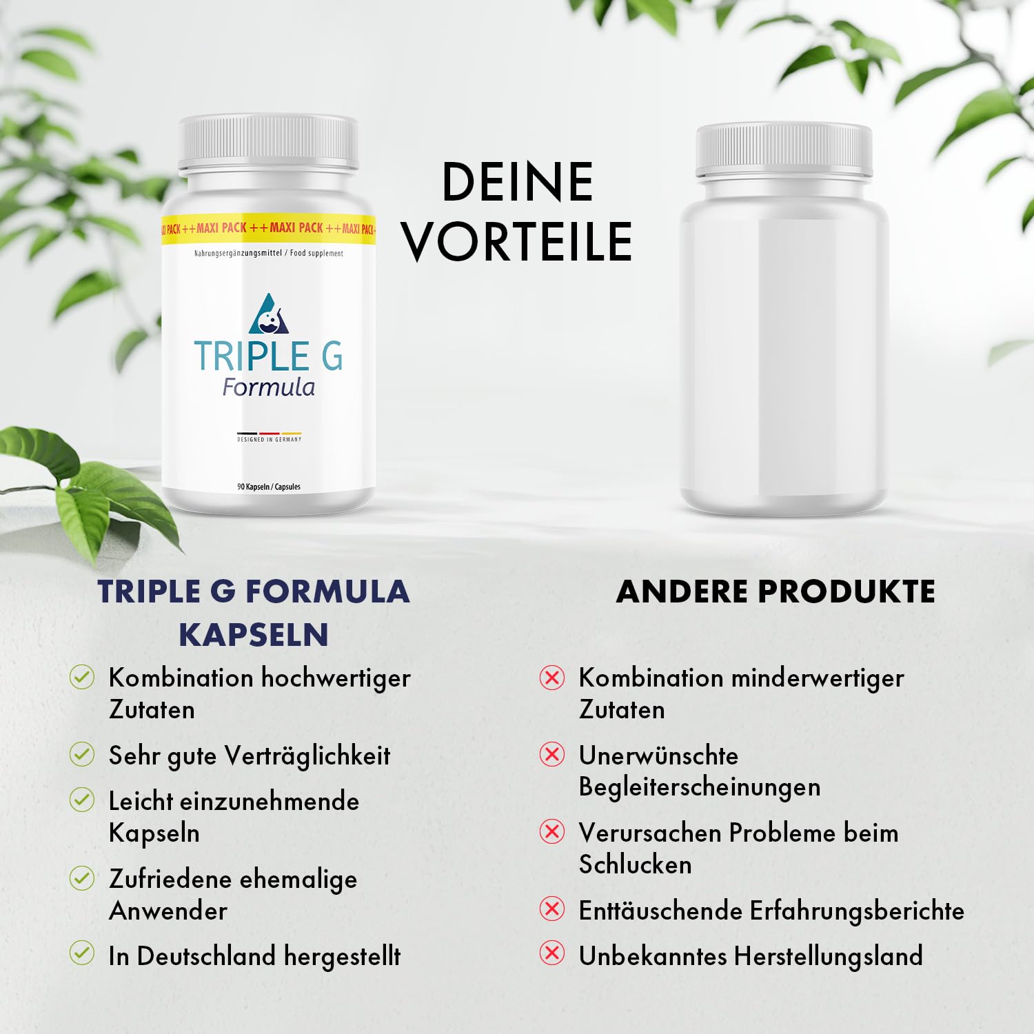 Triple G Formula Kapseln | Mit Apfelessig & Pflanzenextrakten | 90 Kapseln