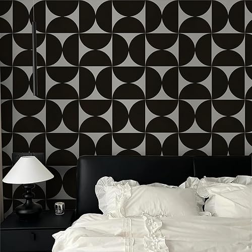 Miniatura 2 de Dimoon Papel tapiz geométrico de 393 x 17.3 pulgadas, papel pintado marrón y beige, papel de contacto cuadrado, grueso, impermeable, vintage,