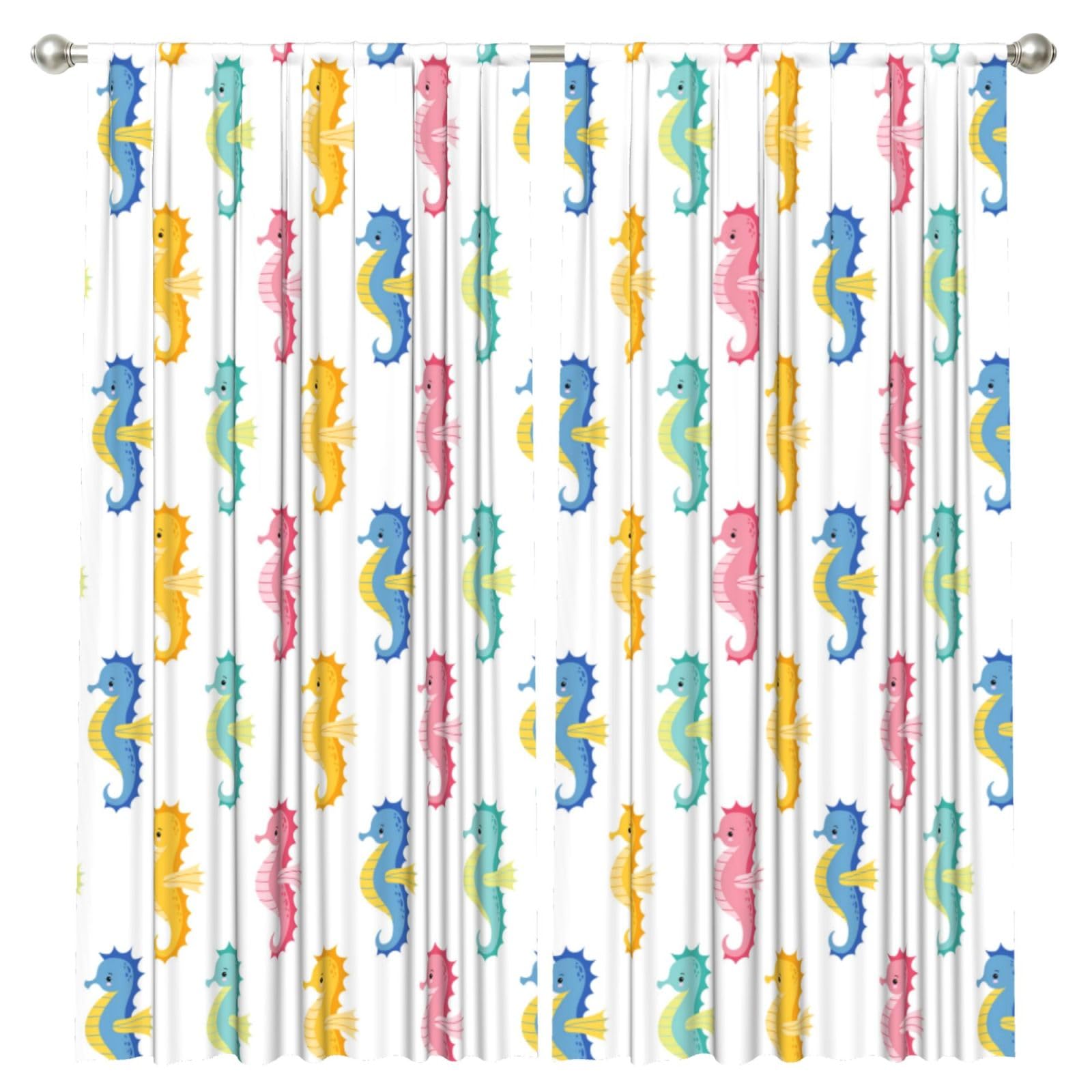 InOmak Seahorse, 2 Panels Window Curtains 52 x 84 Inch Blackout Curtains for Living Room Bedroom