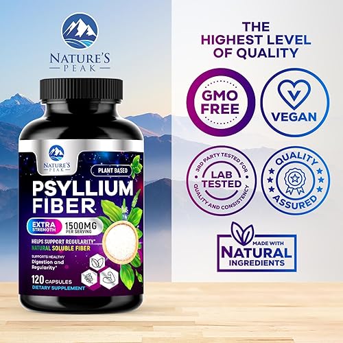 Vista 13 de Suplemento de fibra de cáscara de psyllium de 1500 mg – Prebiótico vegano, fibra soluble para la salud digestiva diaria y apoyo a la regularidad