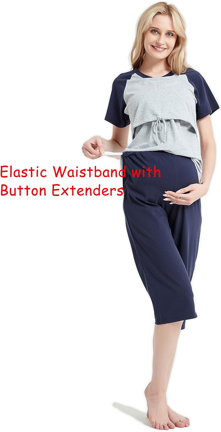 KimYoung Cotton Nursing Pajamas Nursing Nightgowns Breastfeeding Sleepwear Maternity Loungewear Nursing Shirt + Pajama Pants at  Women’s Clothing store