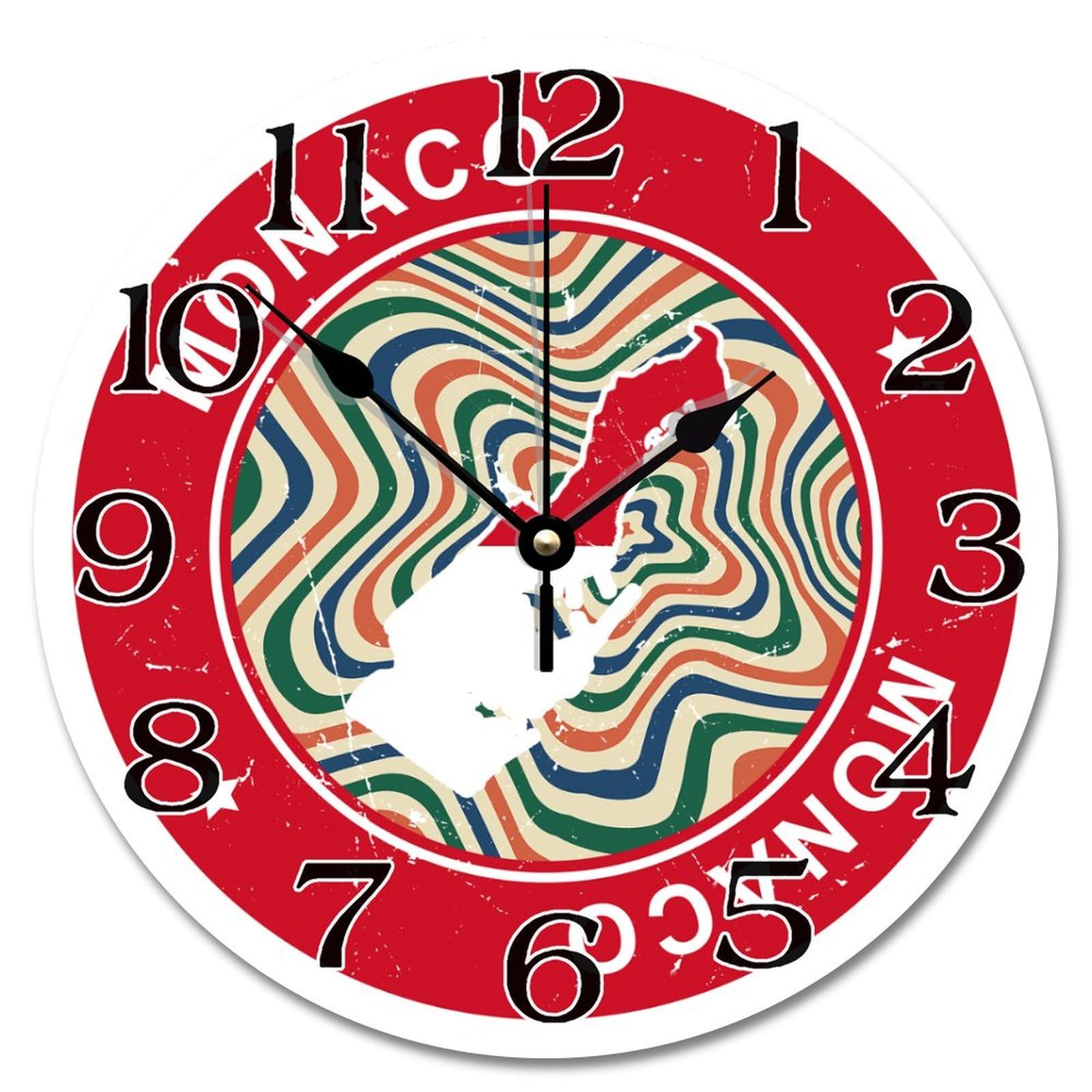 Cadeau ami étranger horloge murale Monaco drapeau coloré