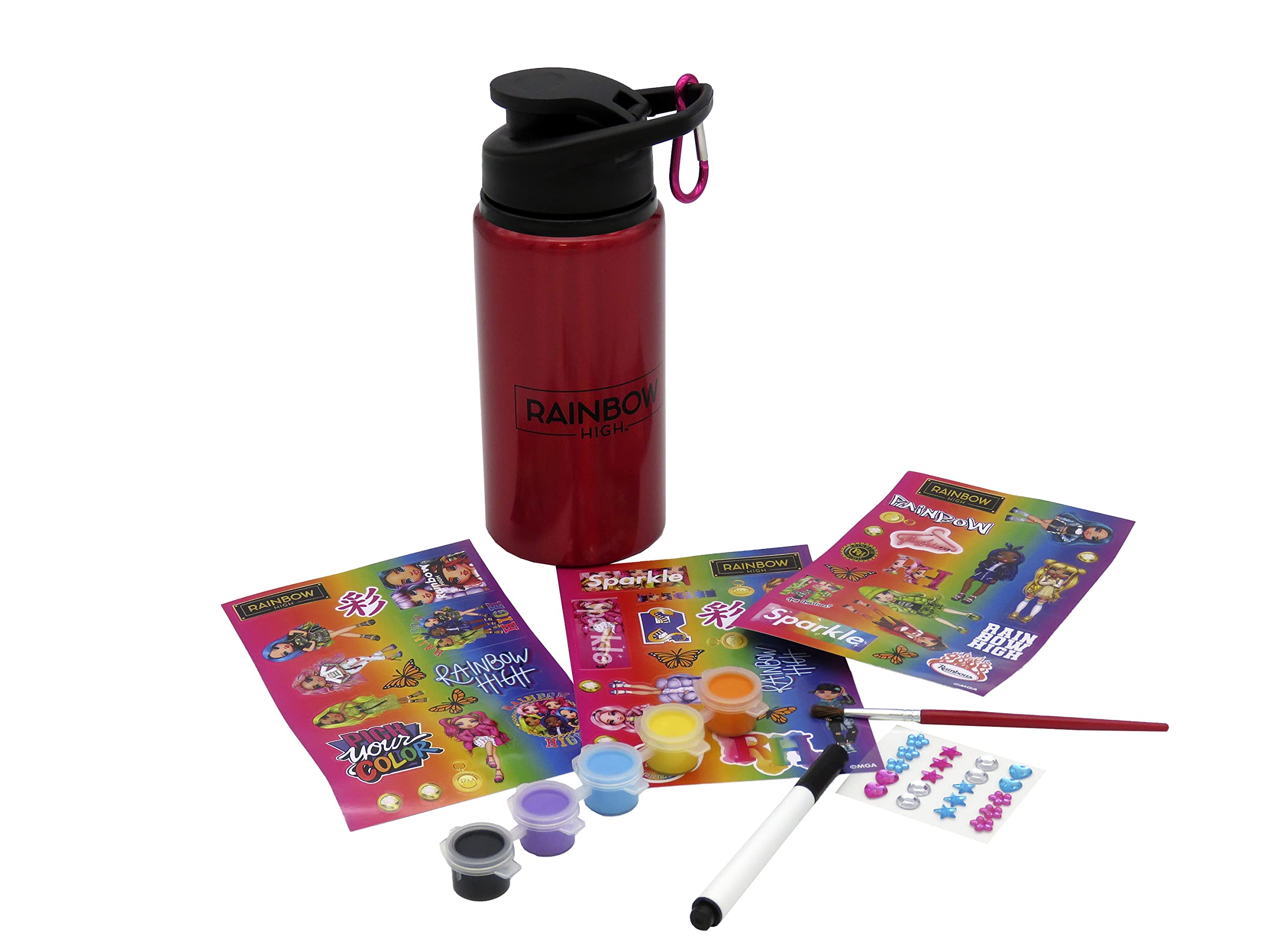 Rainbow High, crea tu propia botella, bidón, cantimplora, manualidades, creatividad, Color Rosa, Producto oficial (CyP Brands)