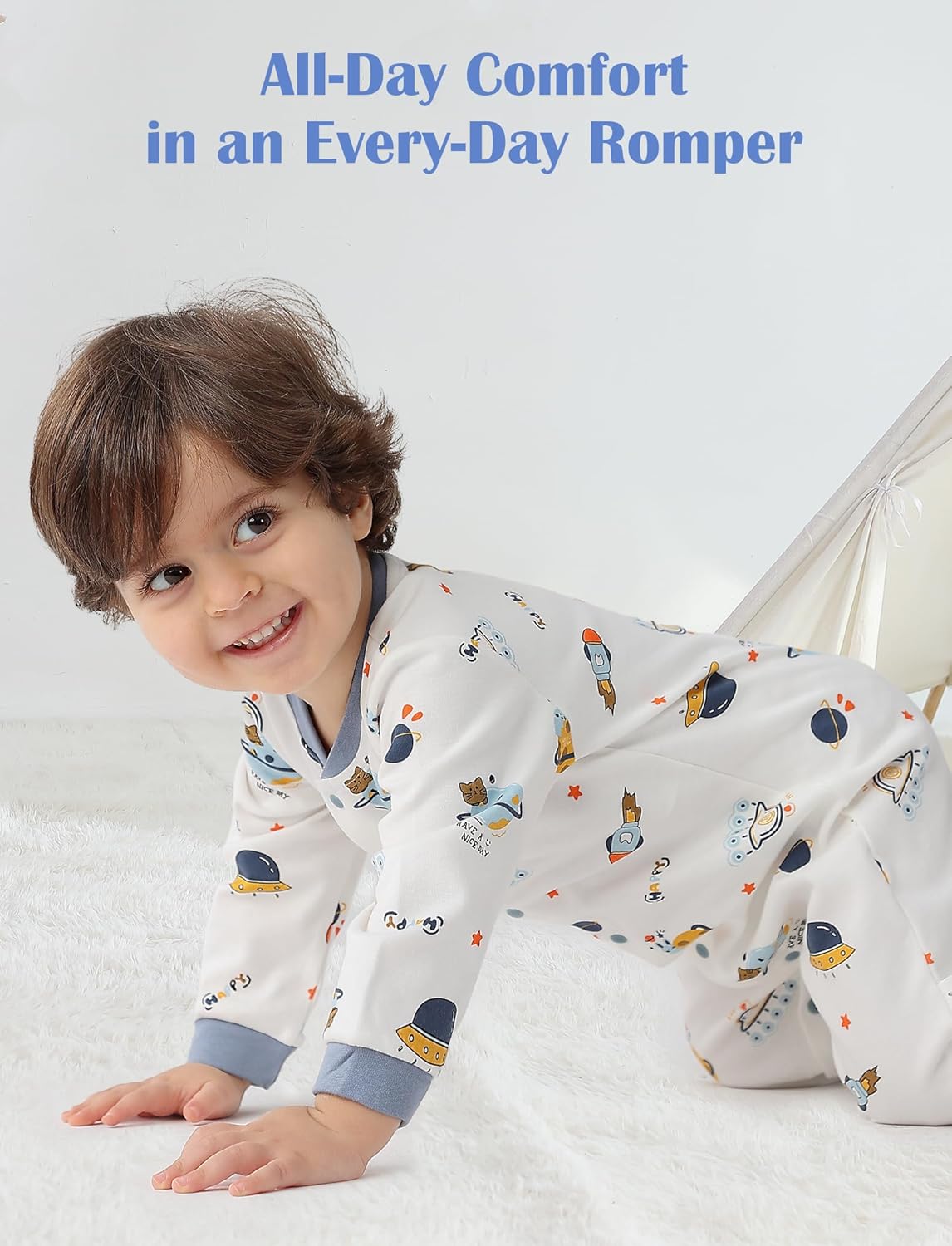 Newborn Baby Boys 2 Pack Cotton Romper Outfits Infant Long Sleeve One-Piece Toddler Button Jumpsuits - Image 4