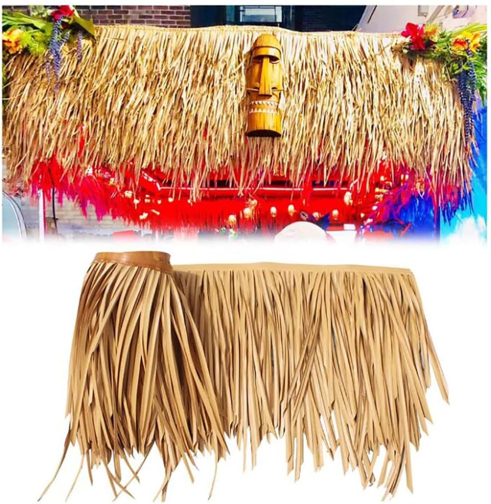 Fake Straw Fireproof Artificial Palm Thatch Simulation Thatch Roll 100x50cm/39.3" X 19.6" Synthetic Palm Leaves Thatch Roofing Thatch Roofing for Tiki Bar Garden Deco(Yellow a,0.5x4m/1.64X13.1ft)