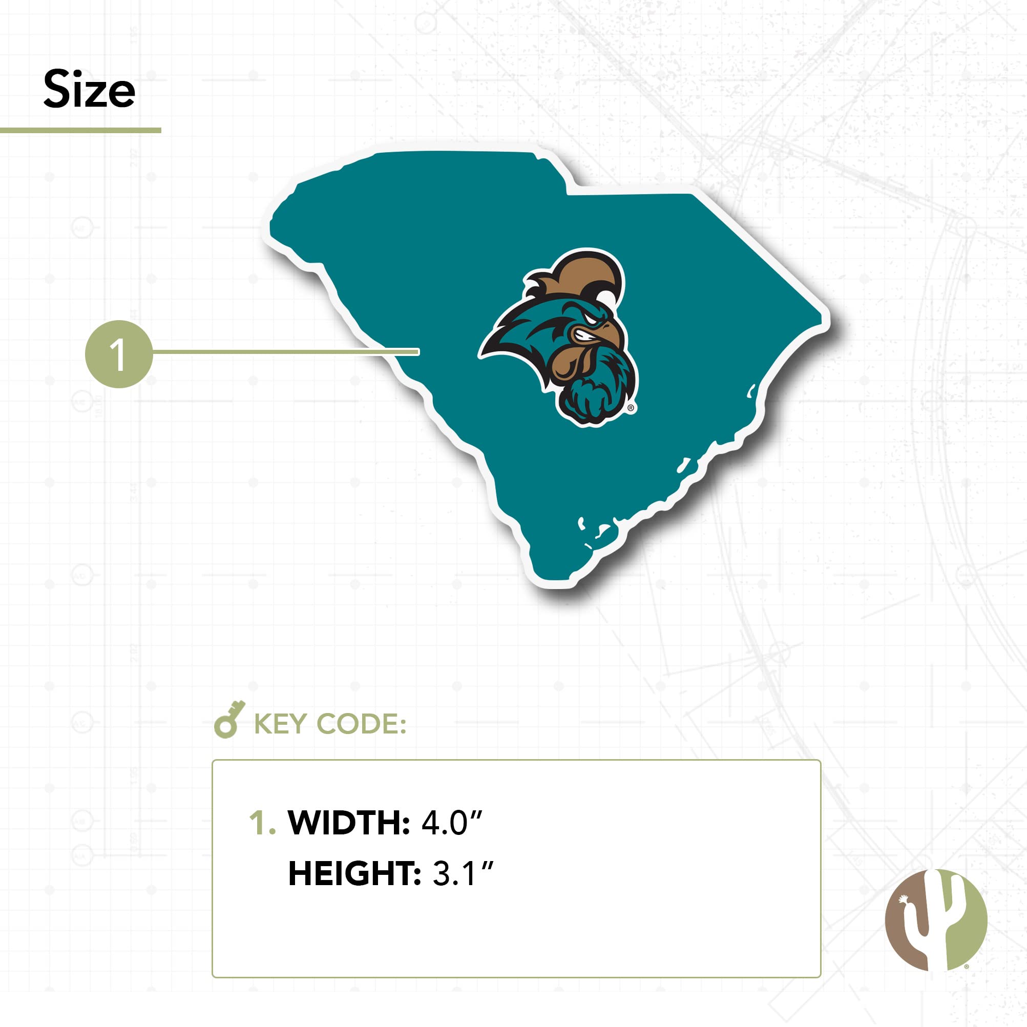 Coastal Carolina University CCU Chanticleers NCAA Vinyl Decal - State Border Sticker For Laptop, Car, Water Bottle