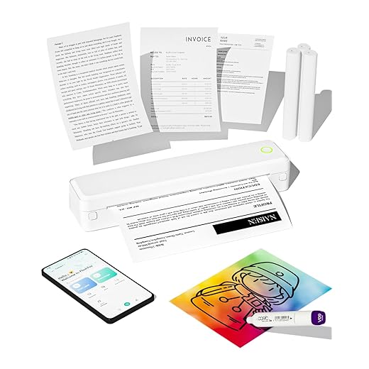 Labeer Portable Wireless Thermal Heat Small Printer 8.5 x 11 Inch Letter A4 Support, Inkless Simple Tiny Mobile Bluetooth Printer for Phone Laptop Travel Home Office