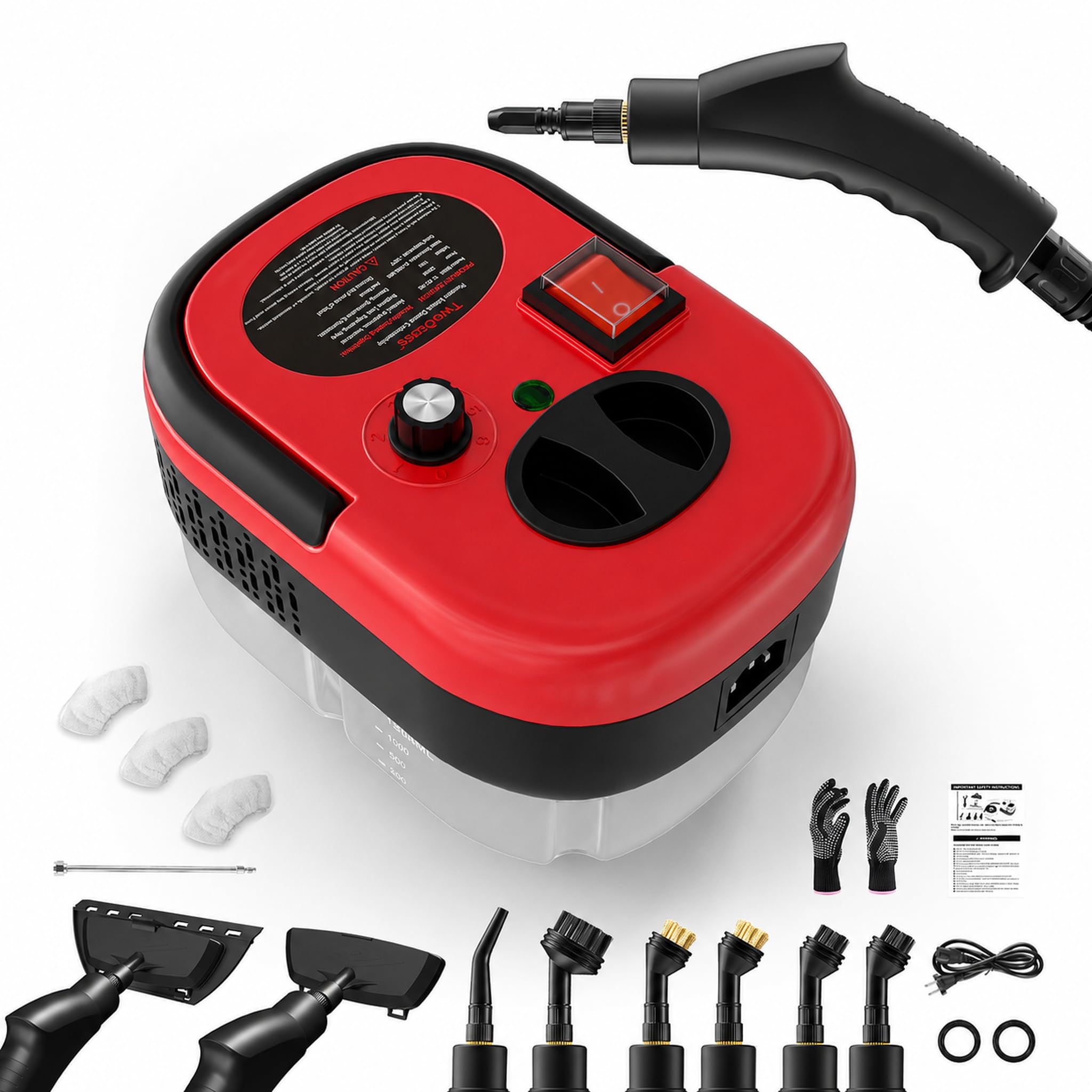 Nettoyeur Vapeur, Steam Cleaner Haute Pression, Réservoir d'eau 1,2L,Rouge