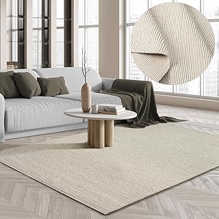 the carpet Tapis en laine de première qualité tissé à la main, en fibres naturelles, élégance dans le style tissé plat scandinave, crème, 300 x 400 cm
