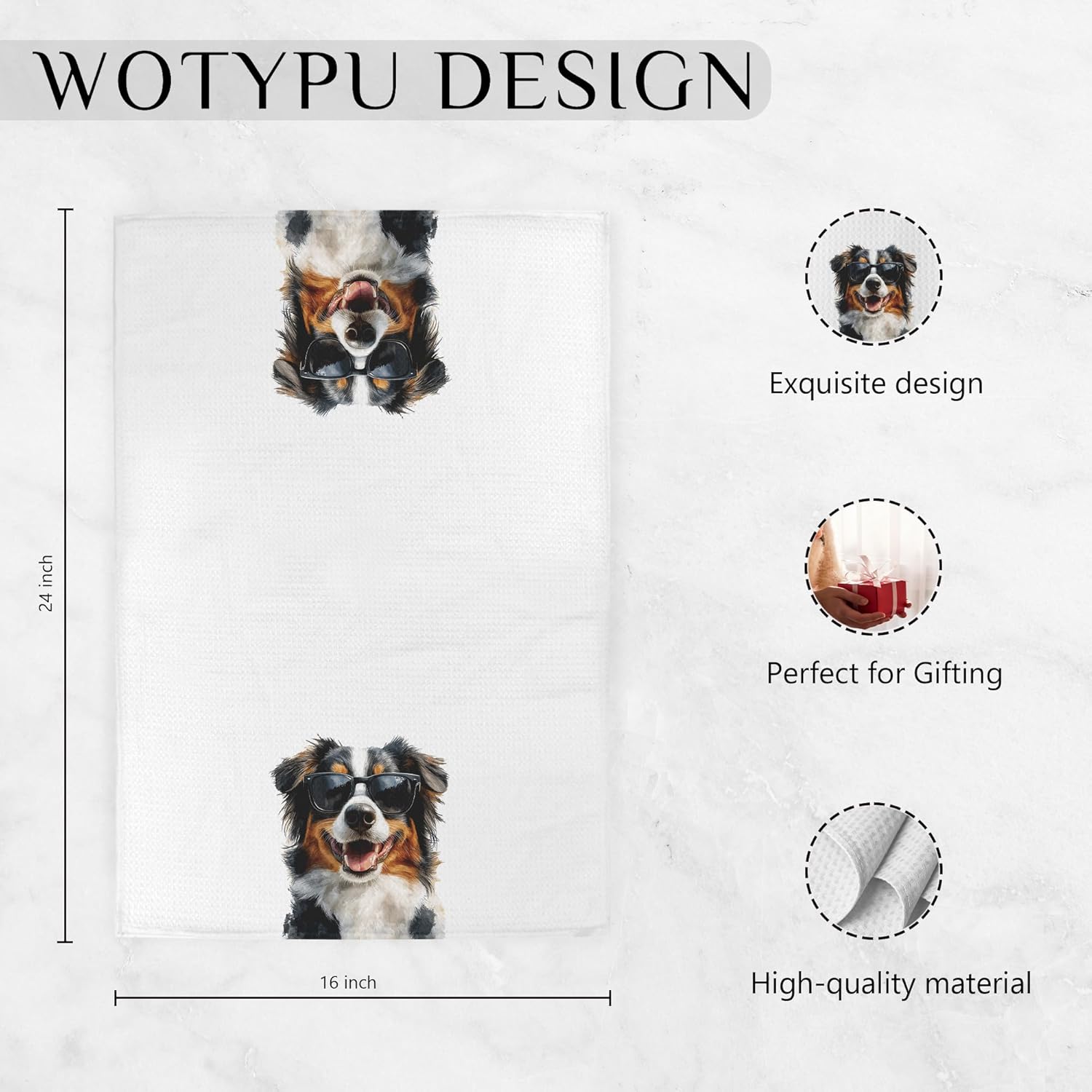 Funny Australian Shepherd Gifts Kitchen Towels, Australian Shepherd Gifts for Women Men, Dog Lover Gifts Decorative Hand Towel for Bathroom, Dog Bathroom Decor, 16x24 Inch - Image 6