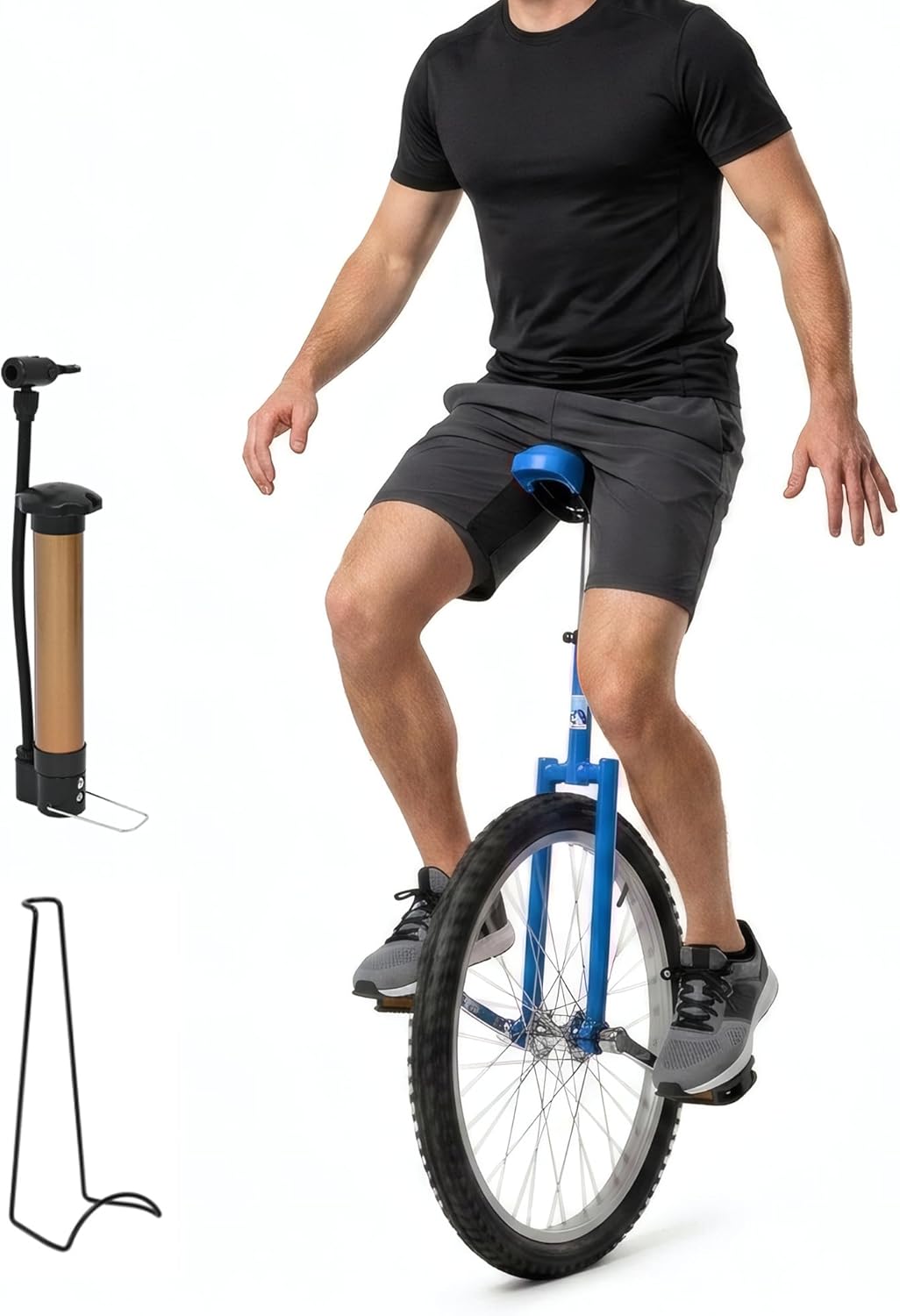 Nisorpa 20" Inch Unicycle with Stand and Anti-Skid Pedal, Height Adjustable Outdoor Unicycles with Air Pump for Kids Adults Beginner Outdoor Indoor Sports Entertainment Exercises Balance Fun