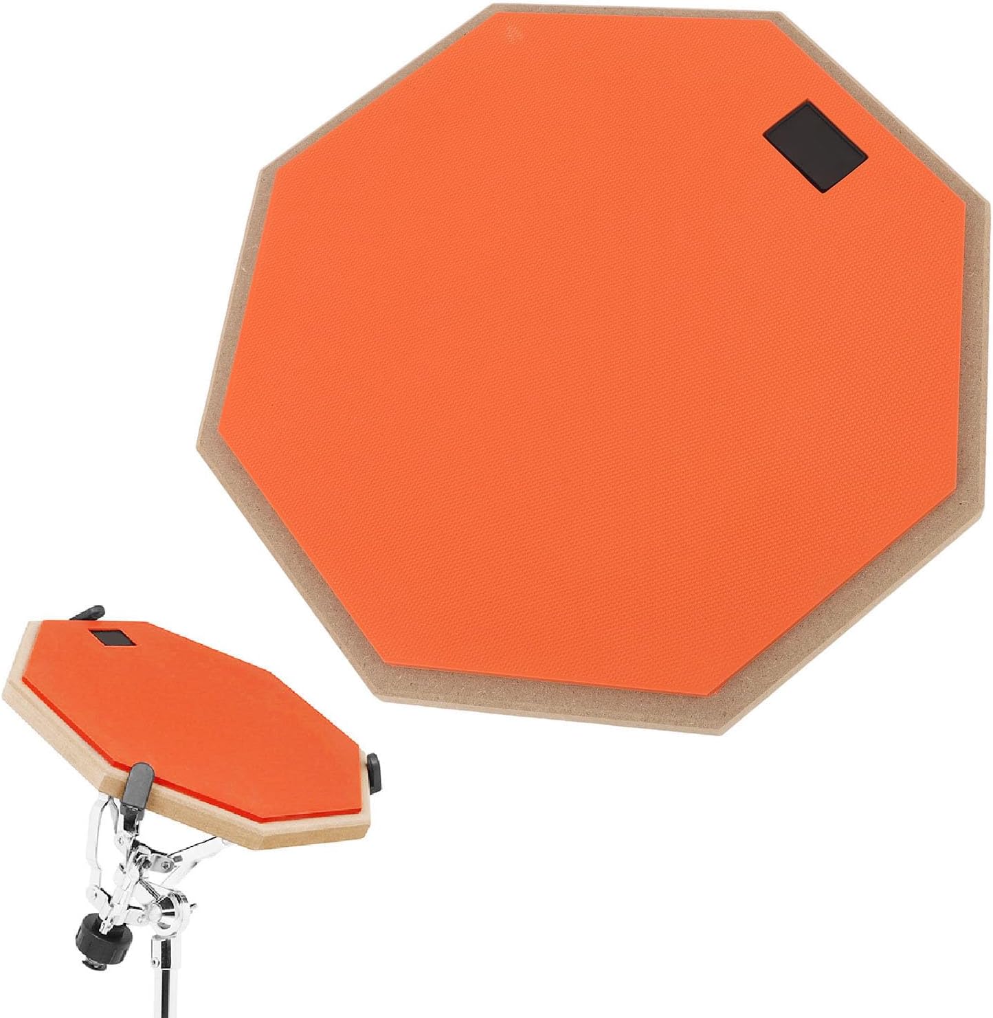 Drum Practice Pad, 12 Inch with High Density Rubber for Authentic Rebound, Wood Polymer for Antislip Soundproof Cotton, for Home and Outdoor Use (Orange)