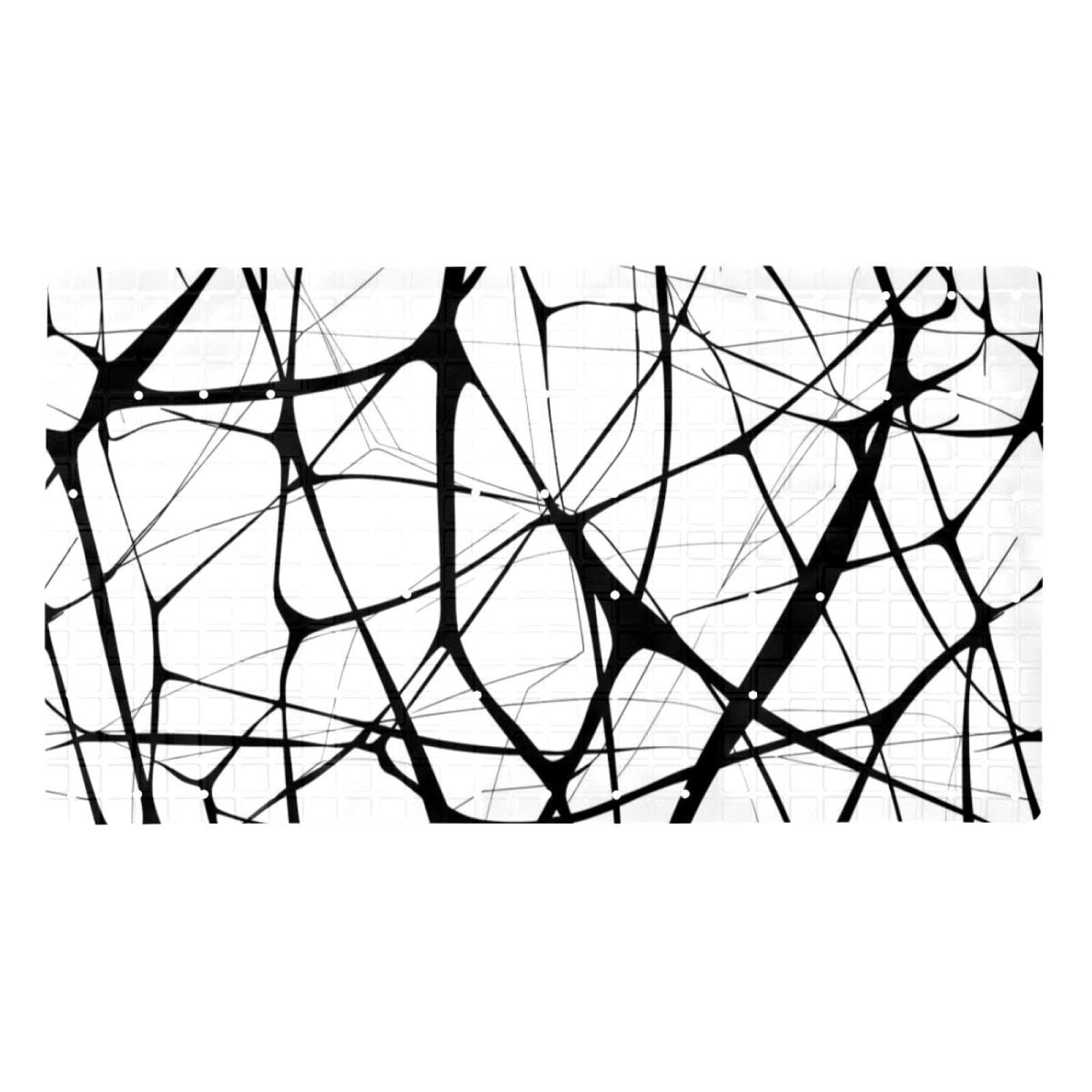 Tapis de bain antidérapant extra long Art Black Lines Spider Silk pour femme