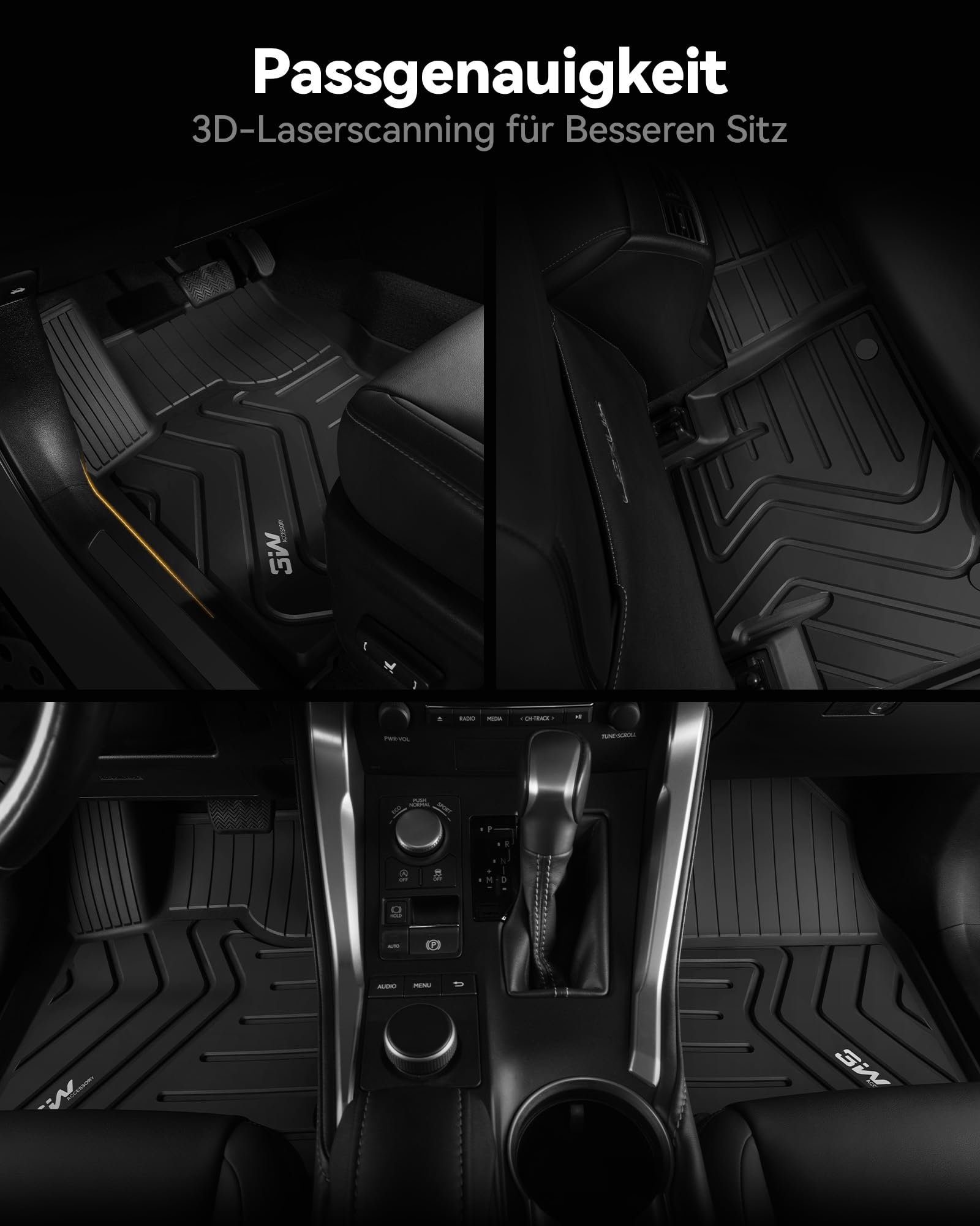 3W Fußmatten für Lexus NX 2022-2026 | TPE Thorex™ Allwetter | 3D Maßgeschneiderte Passform | Hundefreundlich Auto Zubehör | Wasserdicht & Kratzfest | Antirutsch