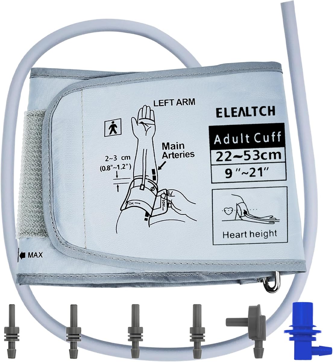 Manguito extra grande compatible con la mayoría de los monitores de presión arterial 9"-21" pulgadas (22-53CM) Manguito de presión arterial XL BRAZO para adulto Manguito de repuesto de presión arterial para BRAZO grande (X-Large)