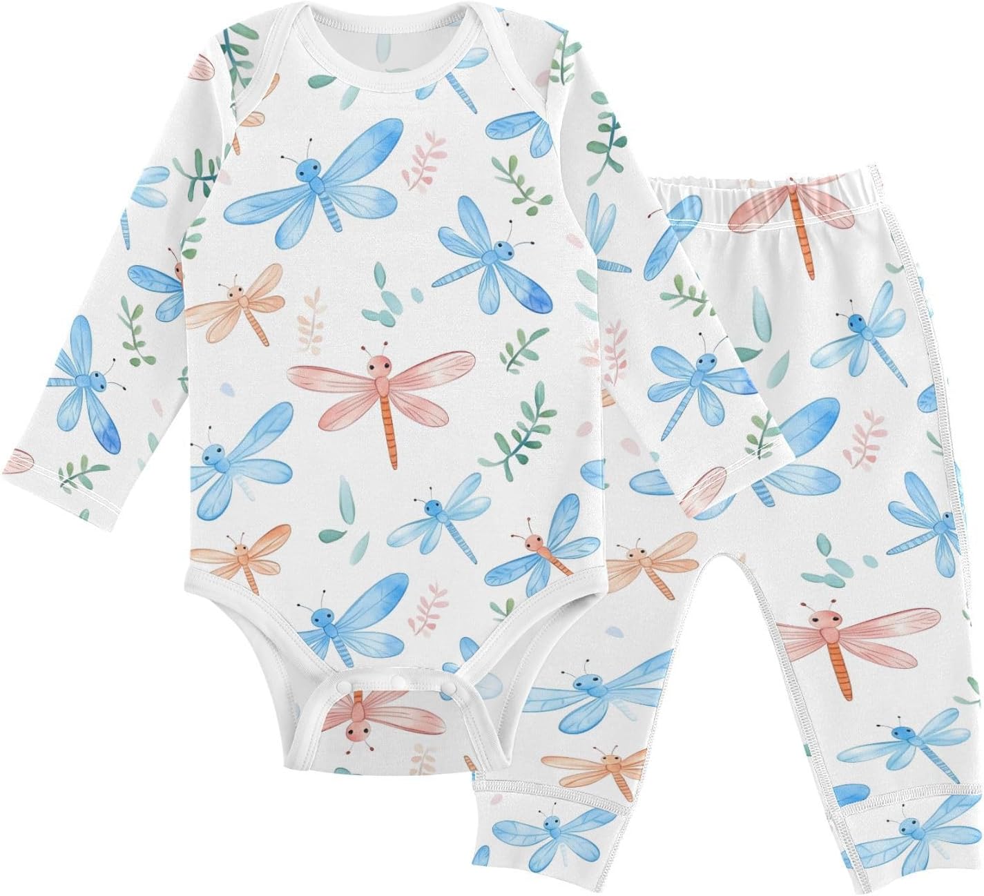 vvfelixl Baby Bodysuits Pants Sets Border Collie Dog Long Sleeve Baby Clothes For Boys Girls 0-24 Months Cow Pattern