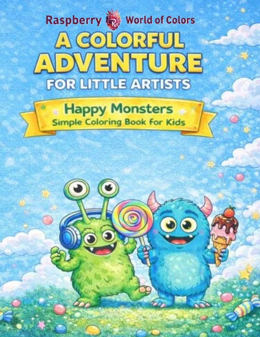 A COLORFUL ADVENTURE FOR LITTLE ARTISTS: Happy Monsters Simple Coloring Book for Kids