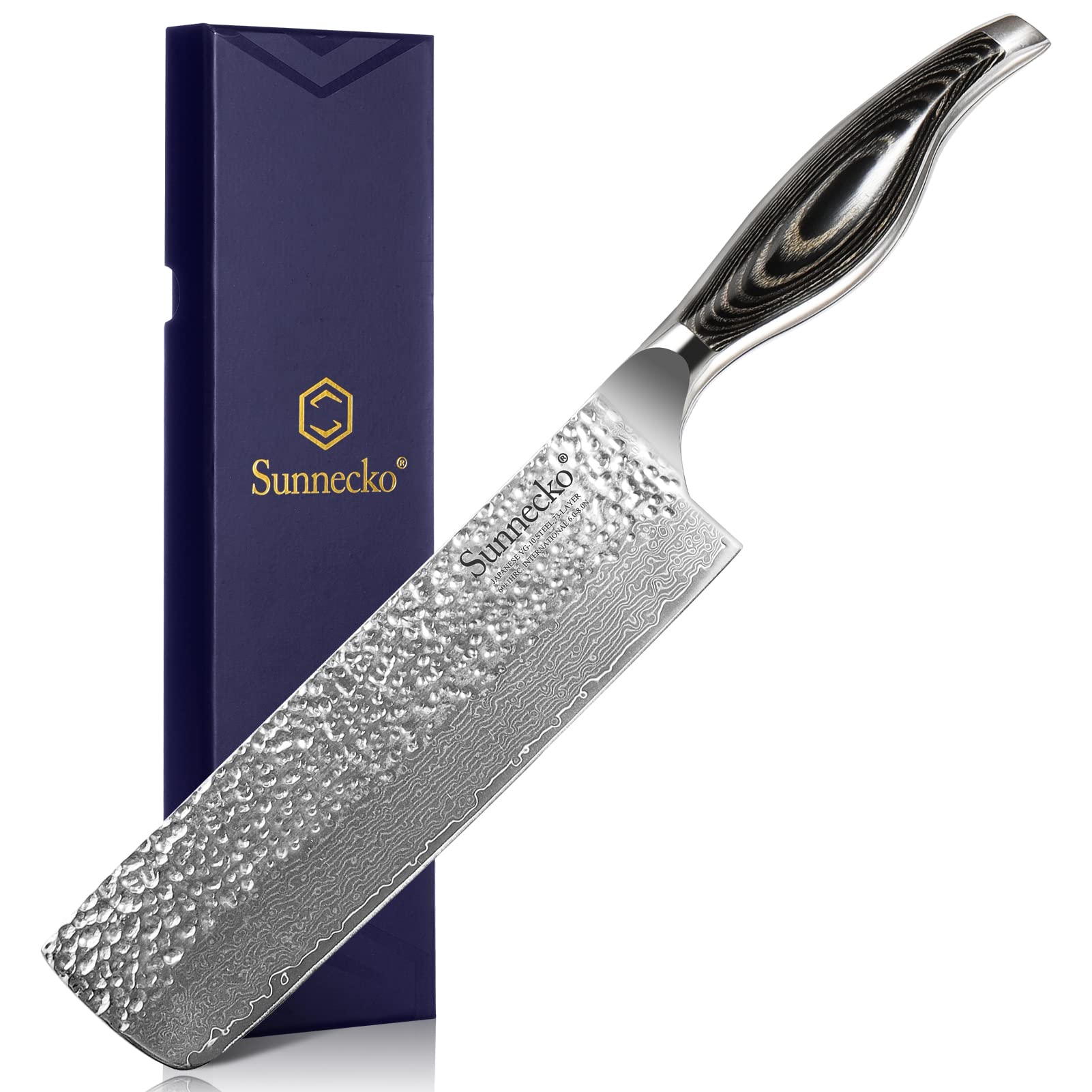 Amazon.co.jp: Sunnecko 包丁 ダマスカス 73層 菜切り包丁 中華包丁