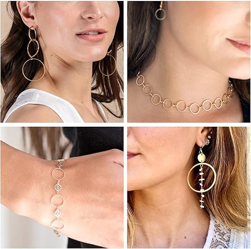 Vista 162 de FASHEWELRY Anillos de acero inoxidable 70cs con eslabones de corazón, 4 tamaños, de metal con forma de corazón, bisel abierto, conectores