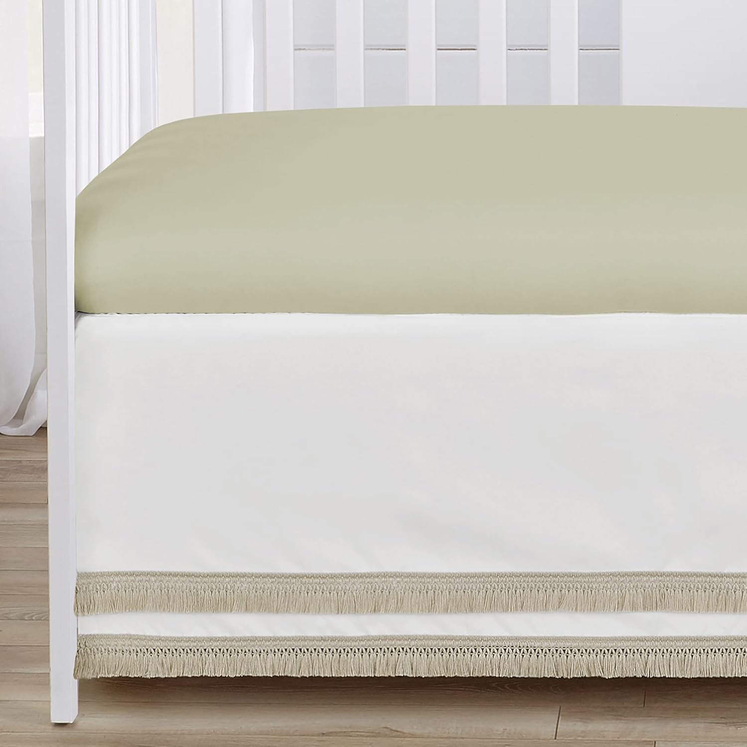 Sweet Jojo Designs 4-Piece Baby Crib Bedding Set (Green Boho Floral) for Girls, Infants/Nursery incl. Blanket, Fitted Sheet, Skirt, Diaper Stacker (Flower, Garden, Bohemian, Farmhouse, Wildflower)